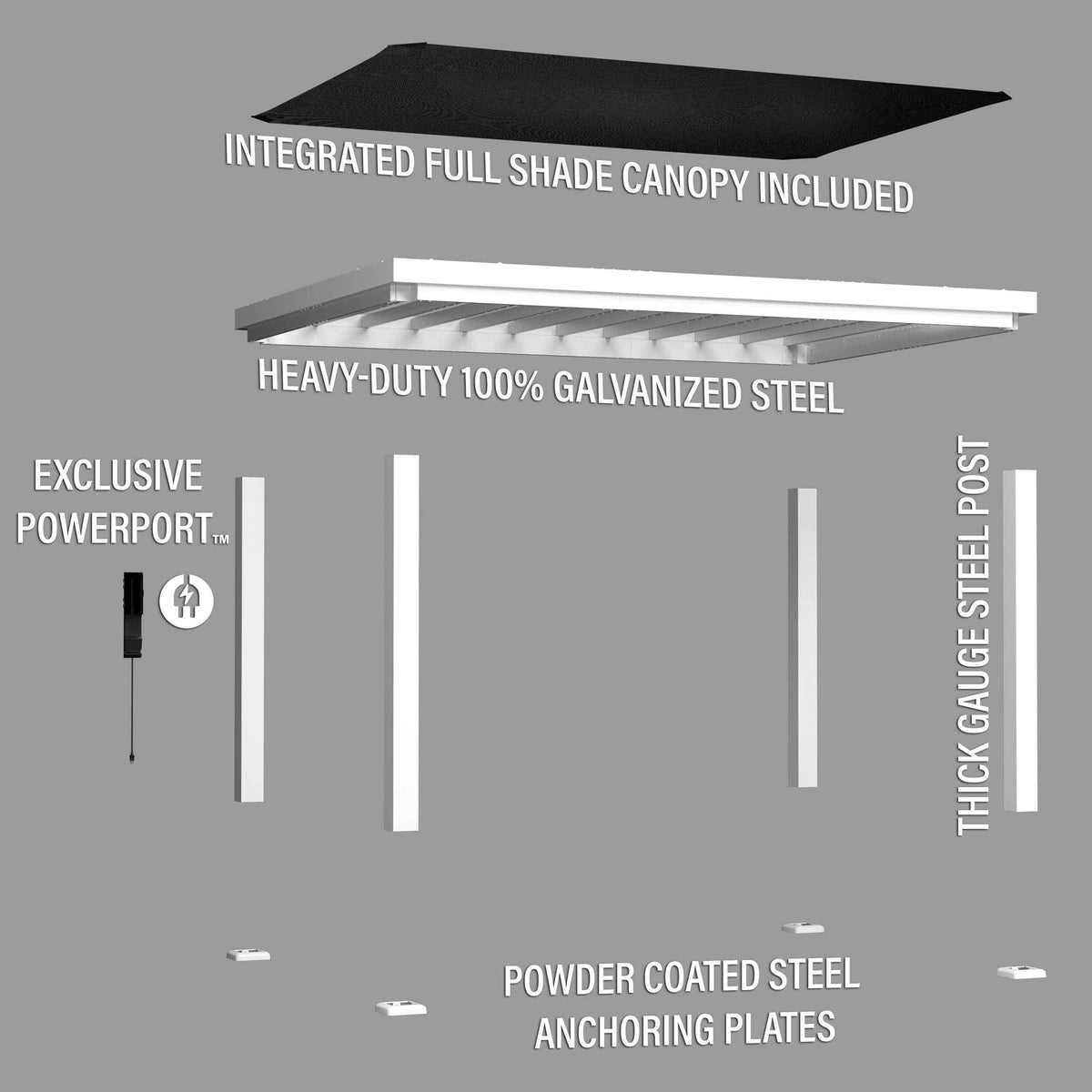 Backyard Discovery 14x10 Windham Modern Steel Pergola With Sail Shade Soft Canopy.