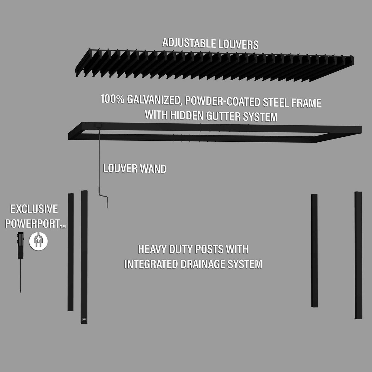 Backyard Discovery 18x10 Sarasota Steel Louvered Pergola.