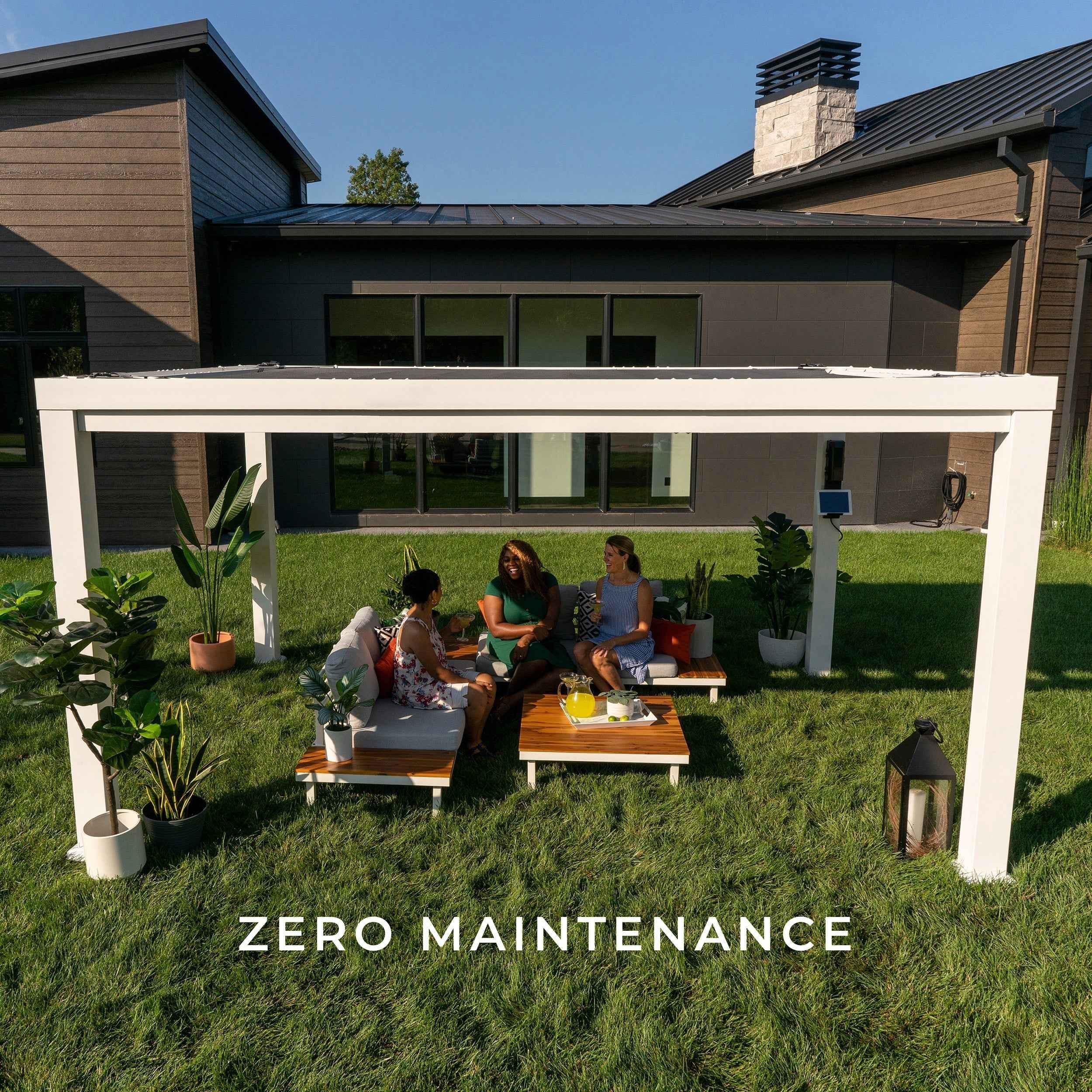 Backyard Discovery 14x10 Windham Modern Steel Pergola With Sail Shade Soft Canopy.