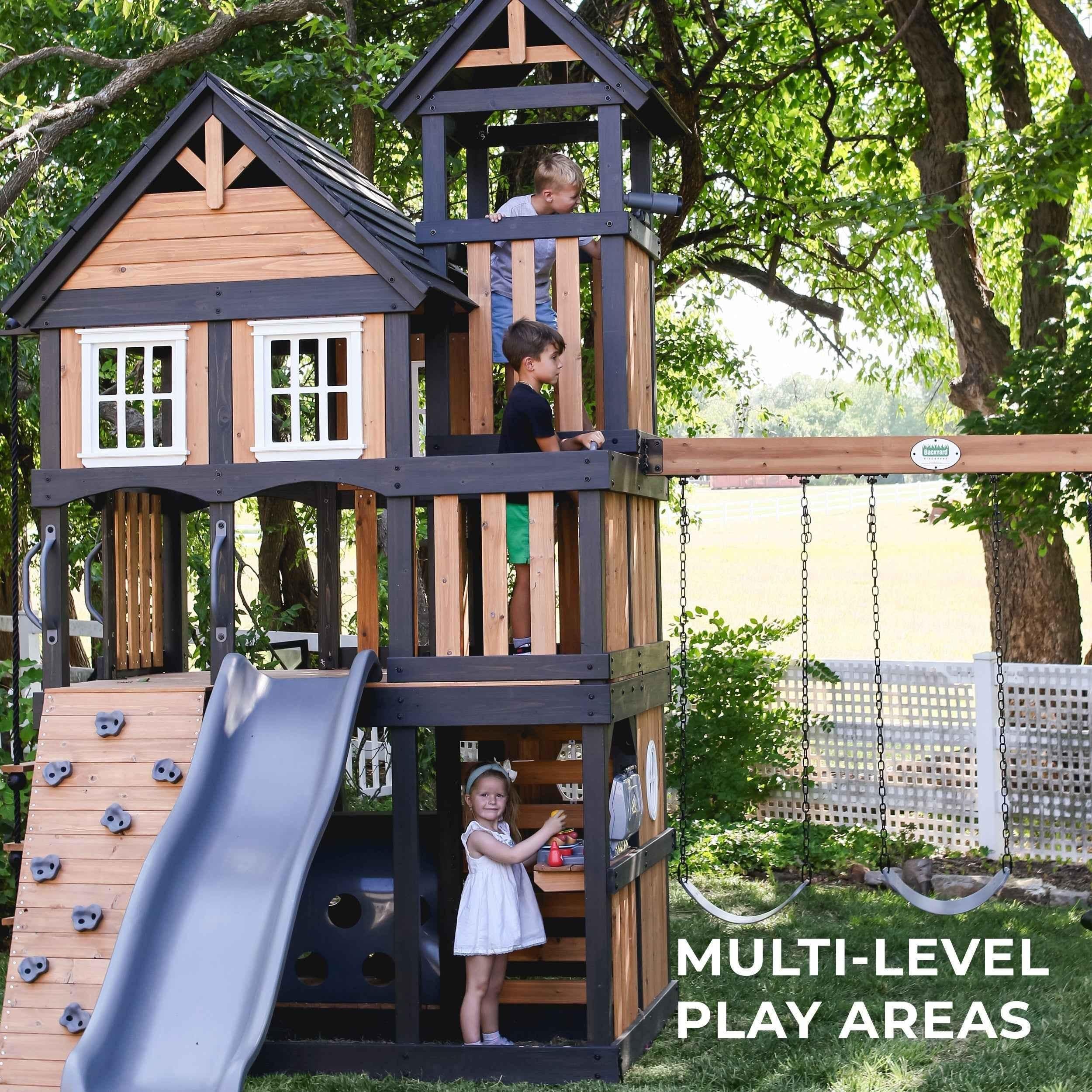 Backyard Discovery Mystic Tower Swing Set.