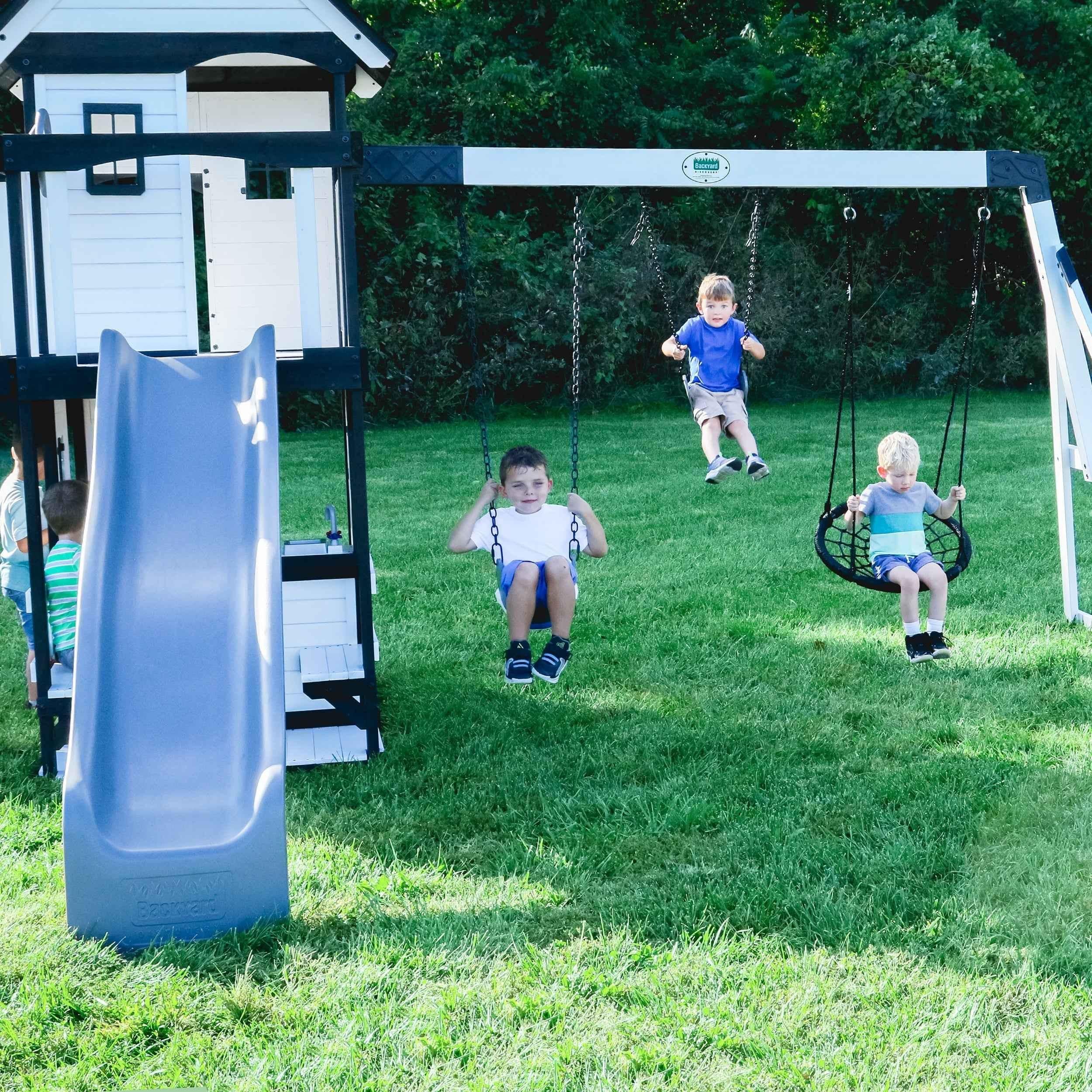 Backyard Discovery Canyon Creek Swing Set – White.