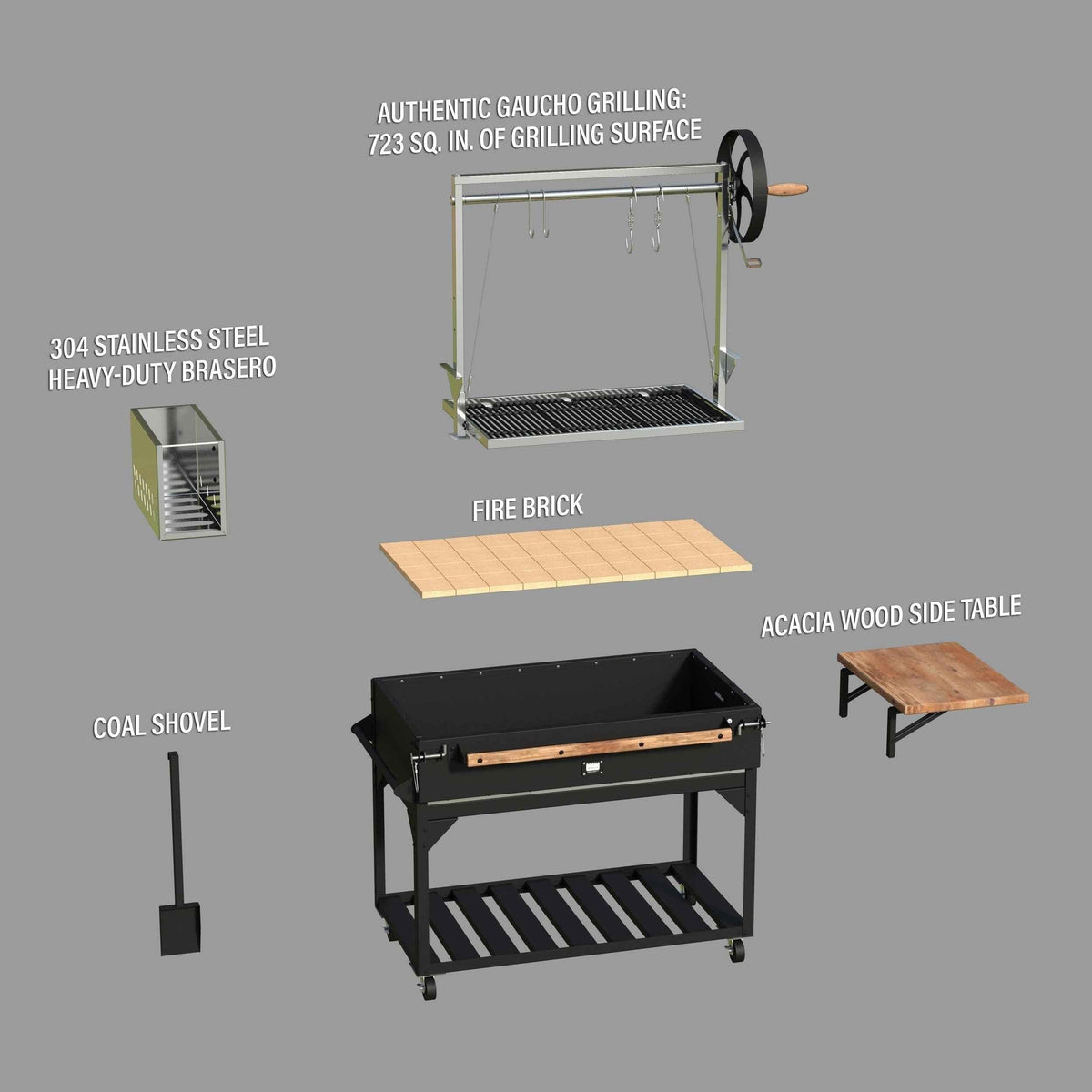Backyard Discovery Premium Argentine/Santa Maria BBQ Grill with Wood Fire and Charcoal Grill.