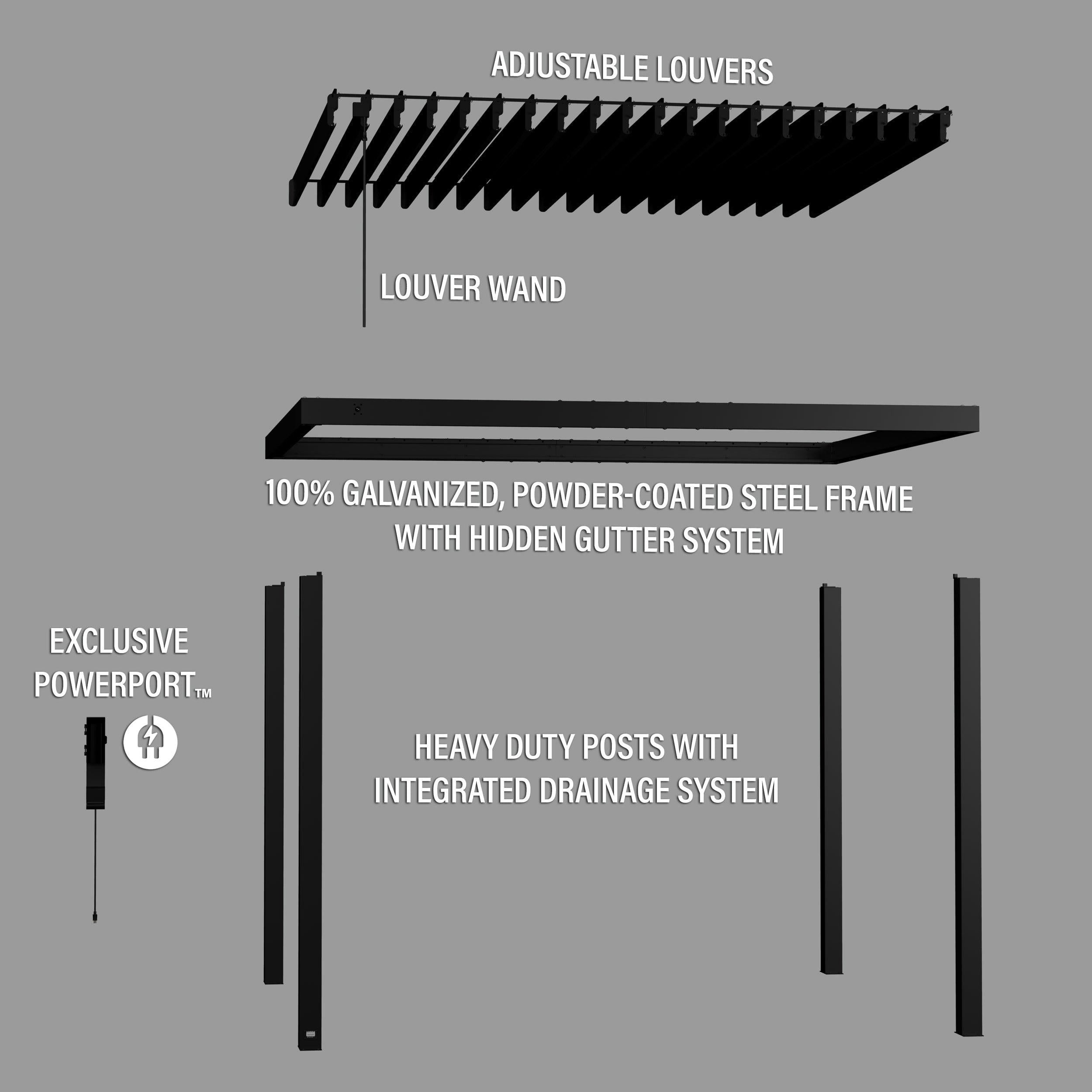 Backyard Discovery 12x10 Sarasota Steel Louvered Pergola.