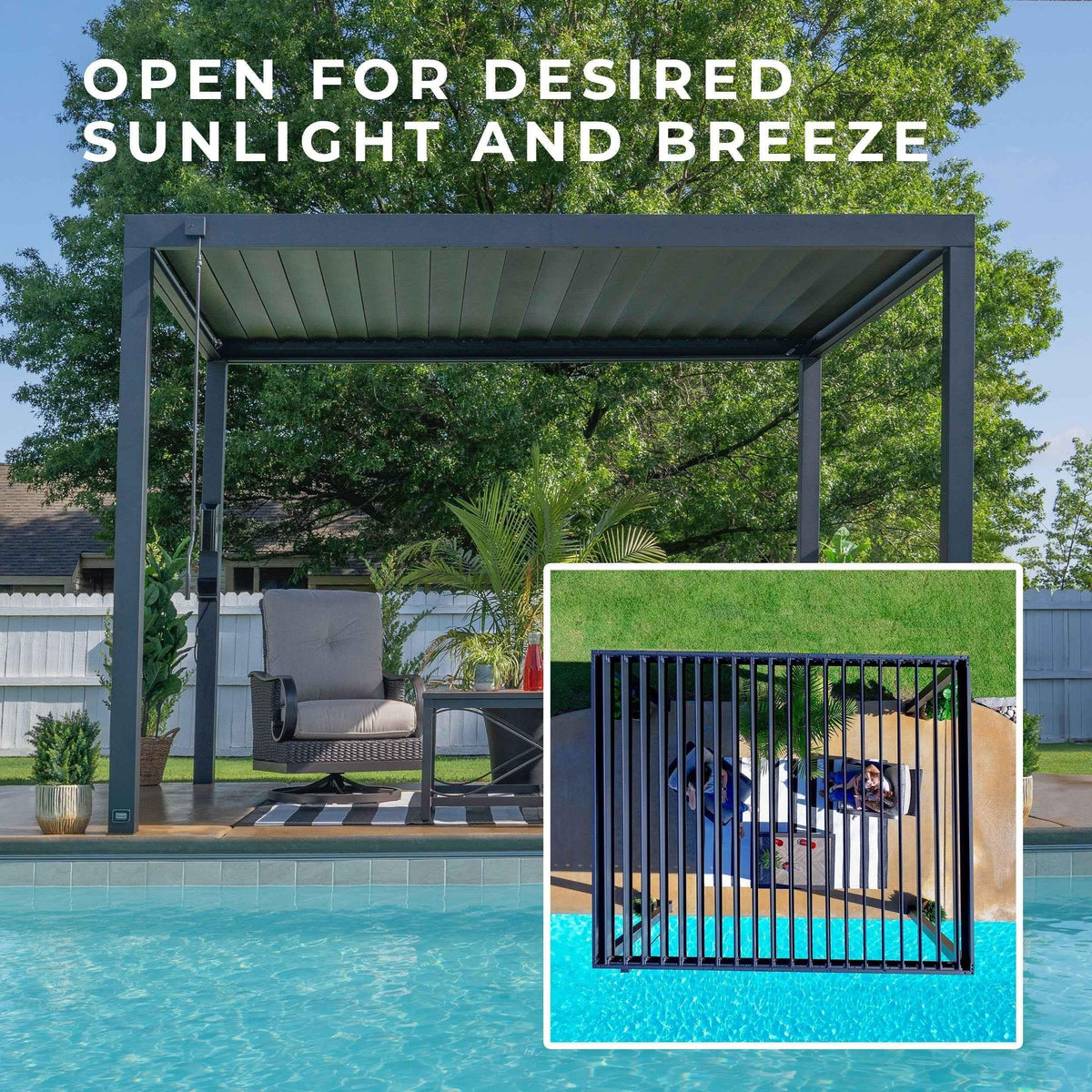 Backyard Discovery 12x10 Sarasota Steel Louvered Pergola.