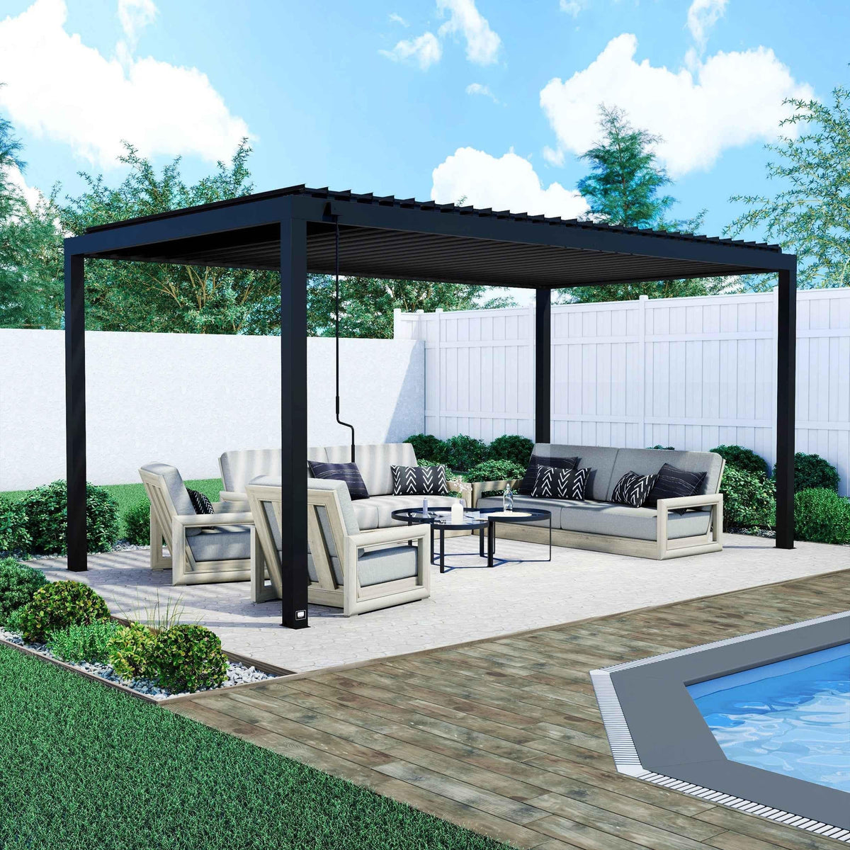 Backyard Discovery 18x10 Sarasota Steel Louvered Pergola.