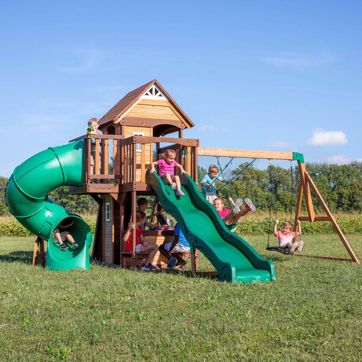 Backyard Discovery Cedar Cove Swing Set.
