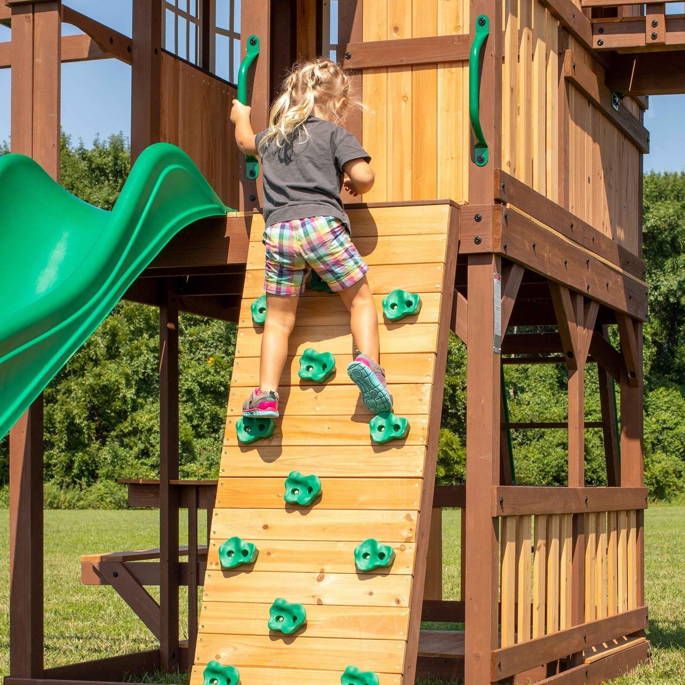 Backyard Discovery Skyfort II with Wave Slide.