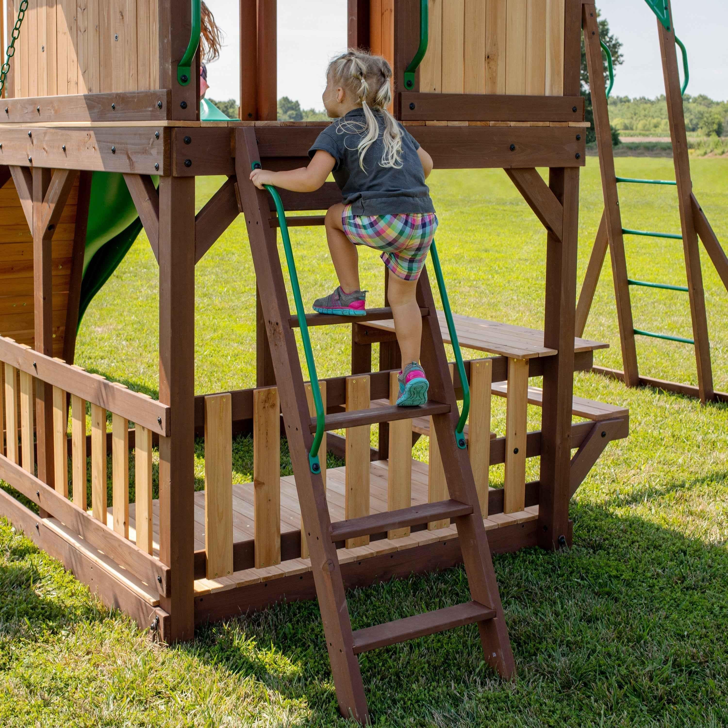 Backyard Discovery Skyfort II with Wave Slide.