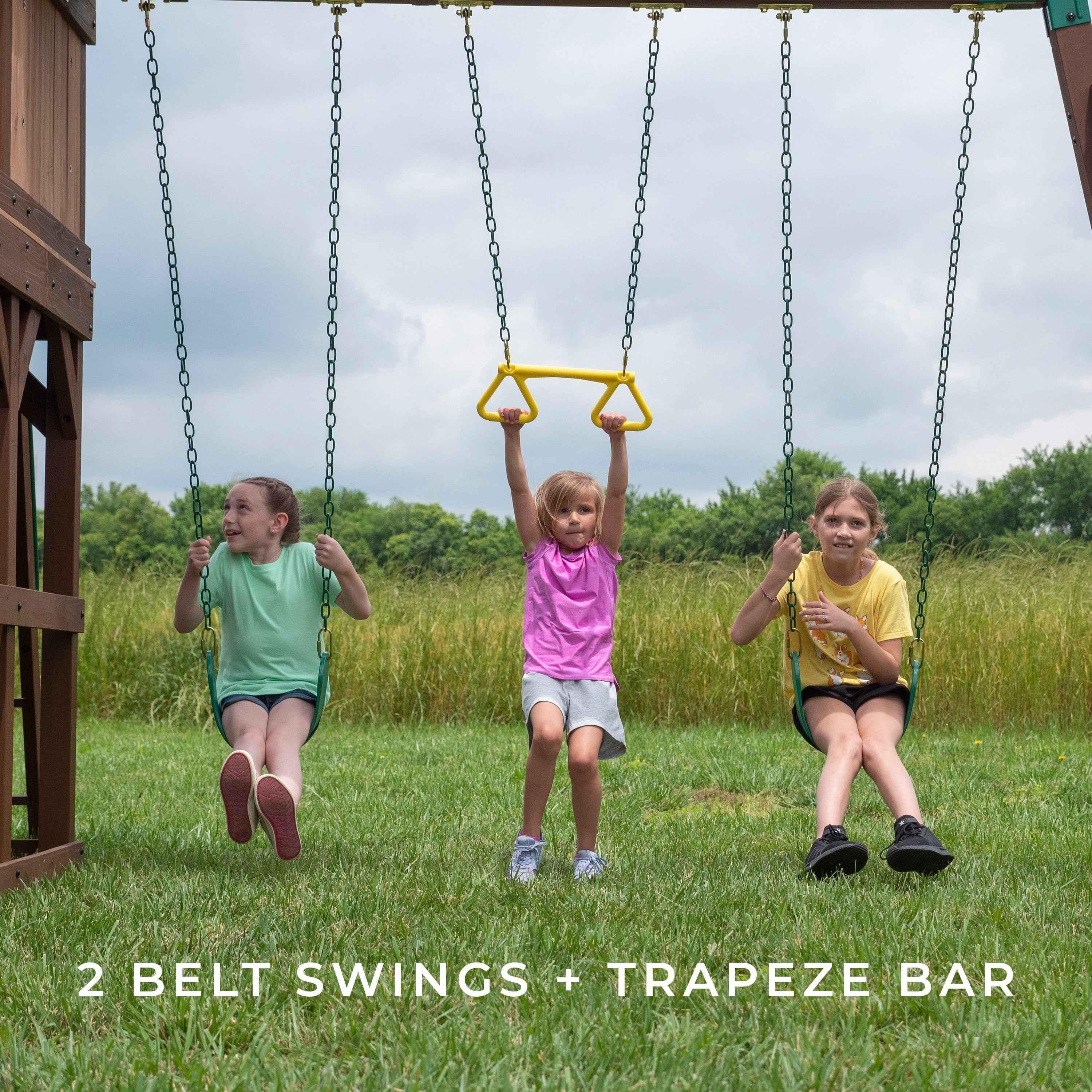 Backyard Discovery Skyfort III Swing Set.