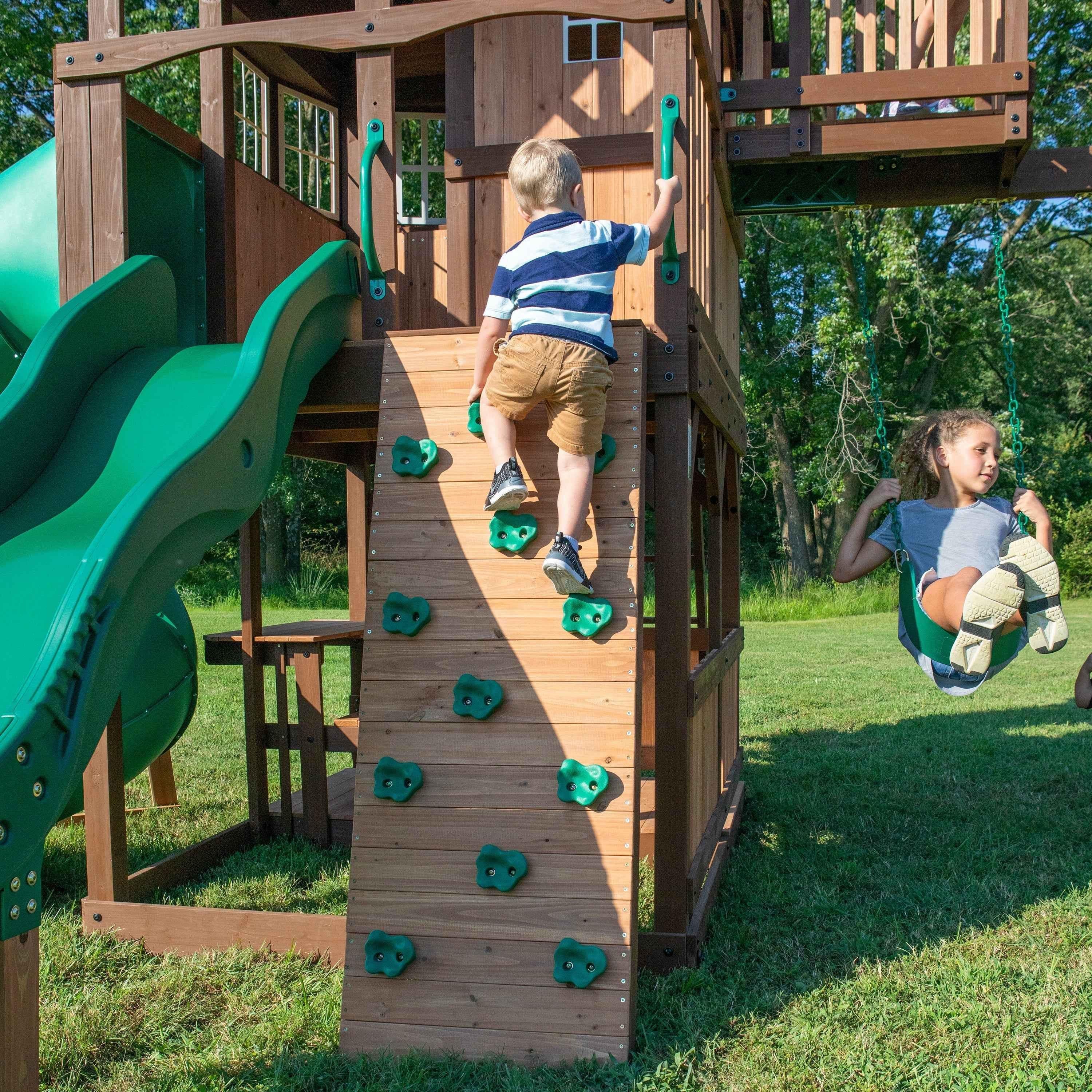 Backyard Discovery Skyfort II With Spiral Tube Slide.