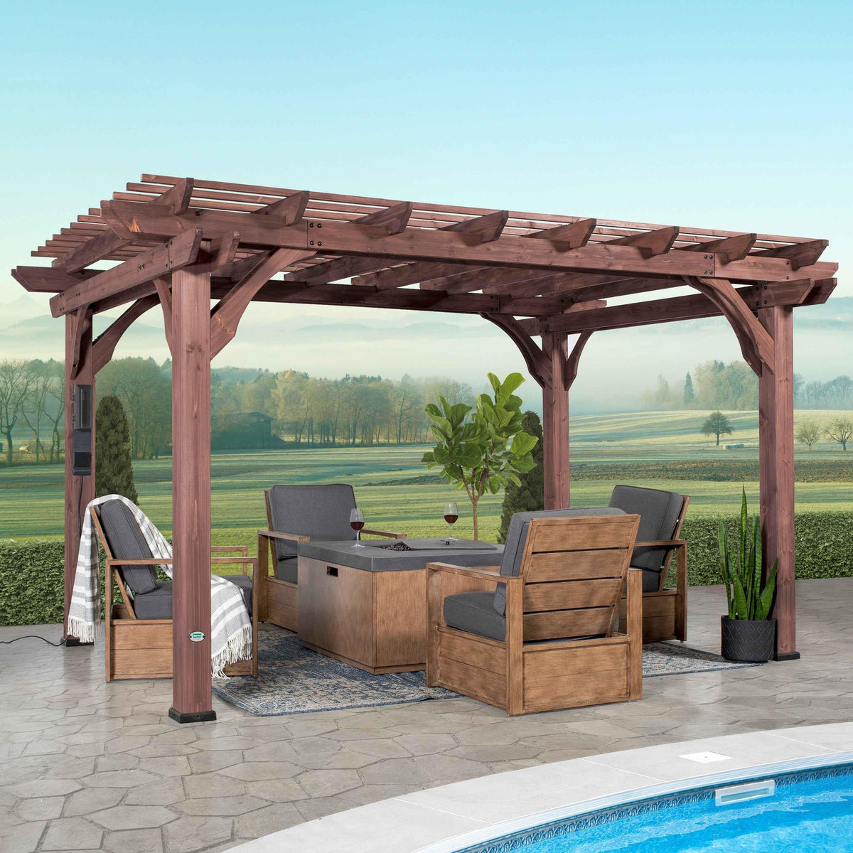 Backyard Discovery 14x10 Somerville Pergola - Walnut Stain.