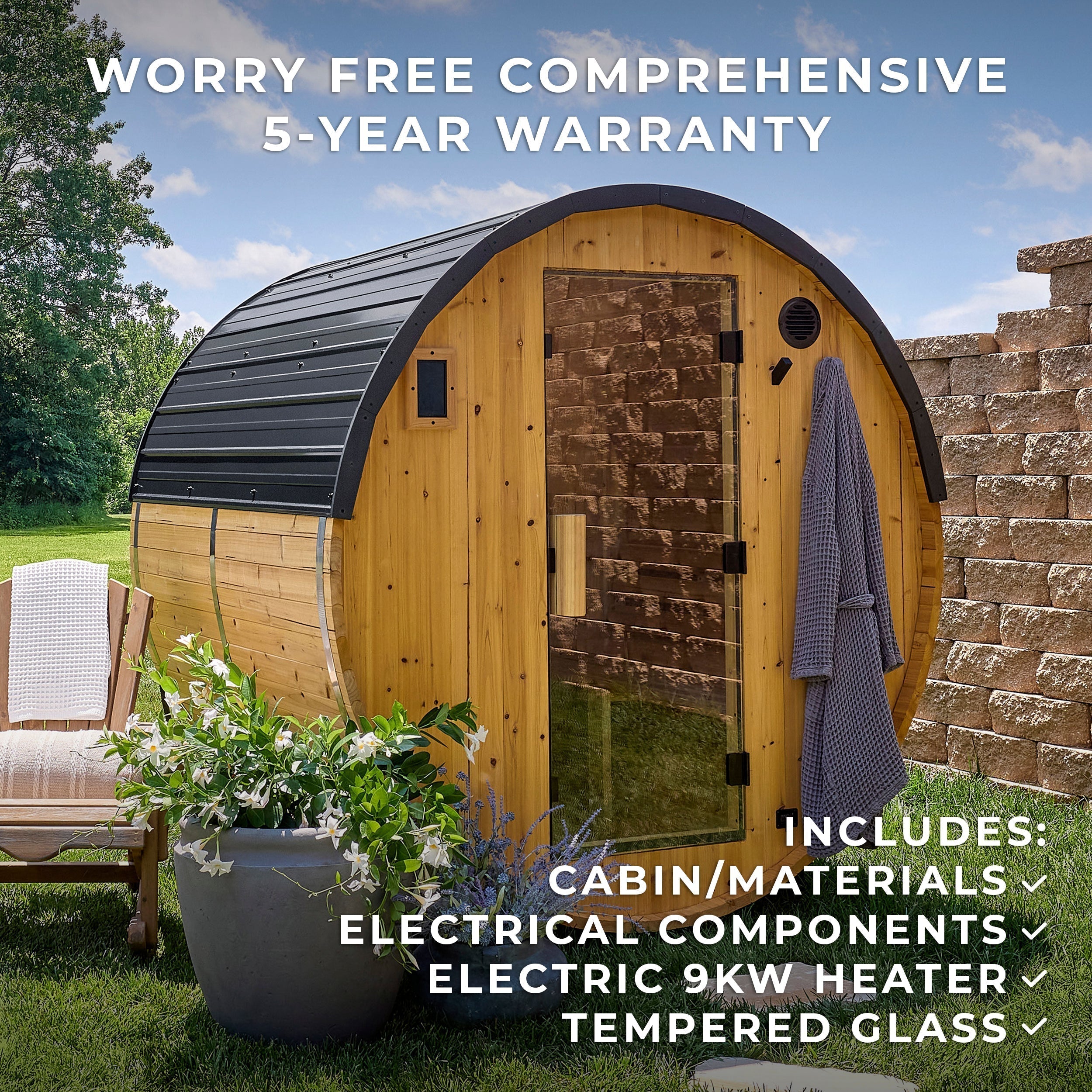Backyard Discovery Paxton Outdoor Barrel Sauna for 2-4