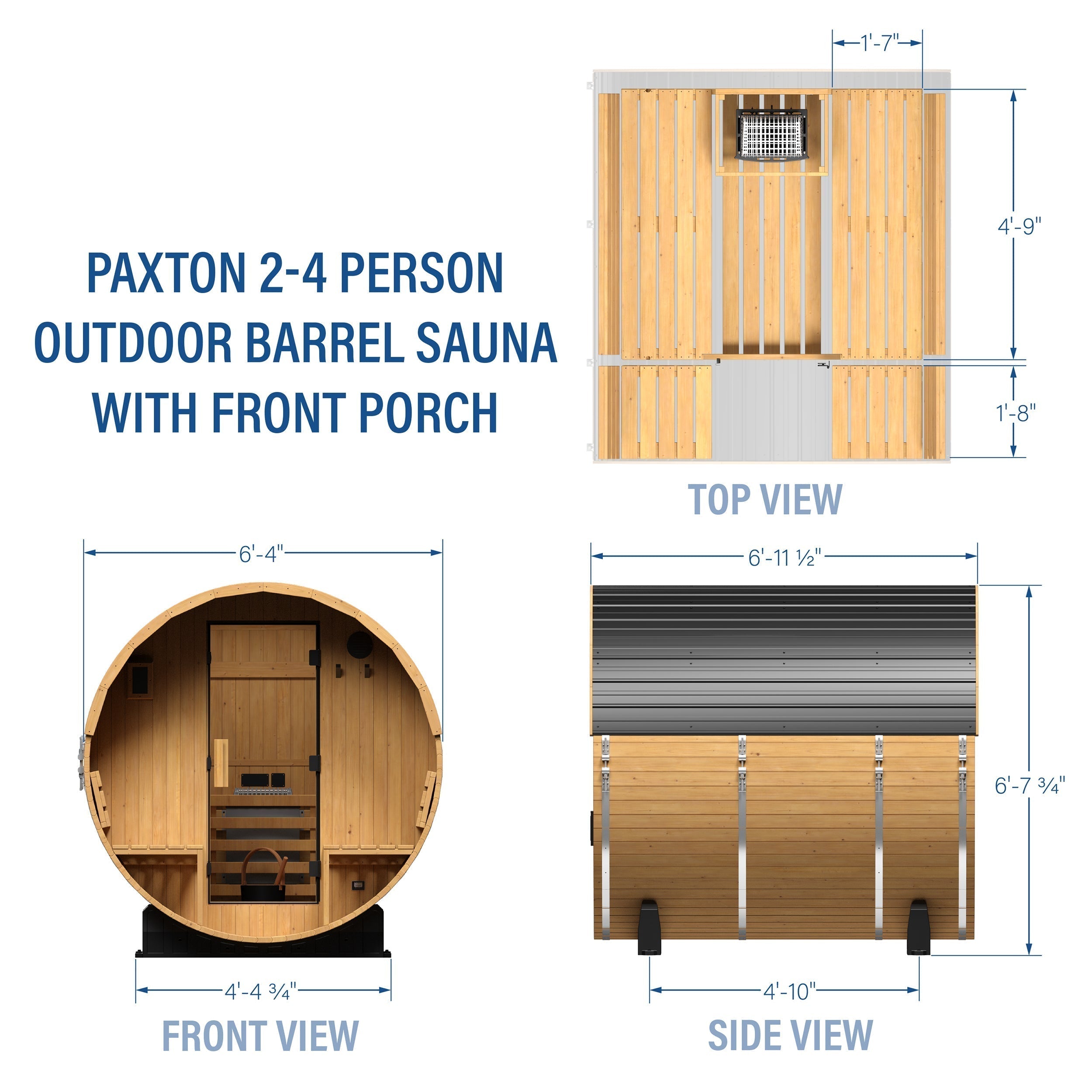 Backyard Discovery Paxton Outdoor Barrel Sauna with Porch