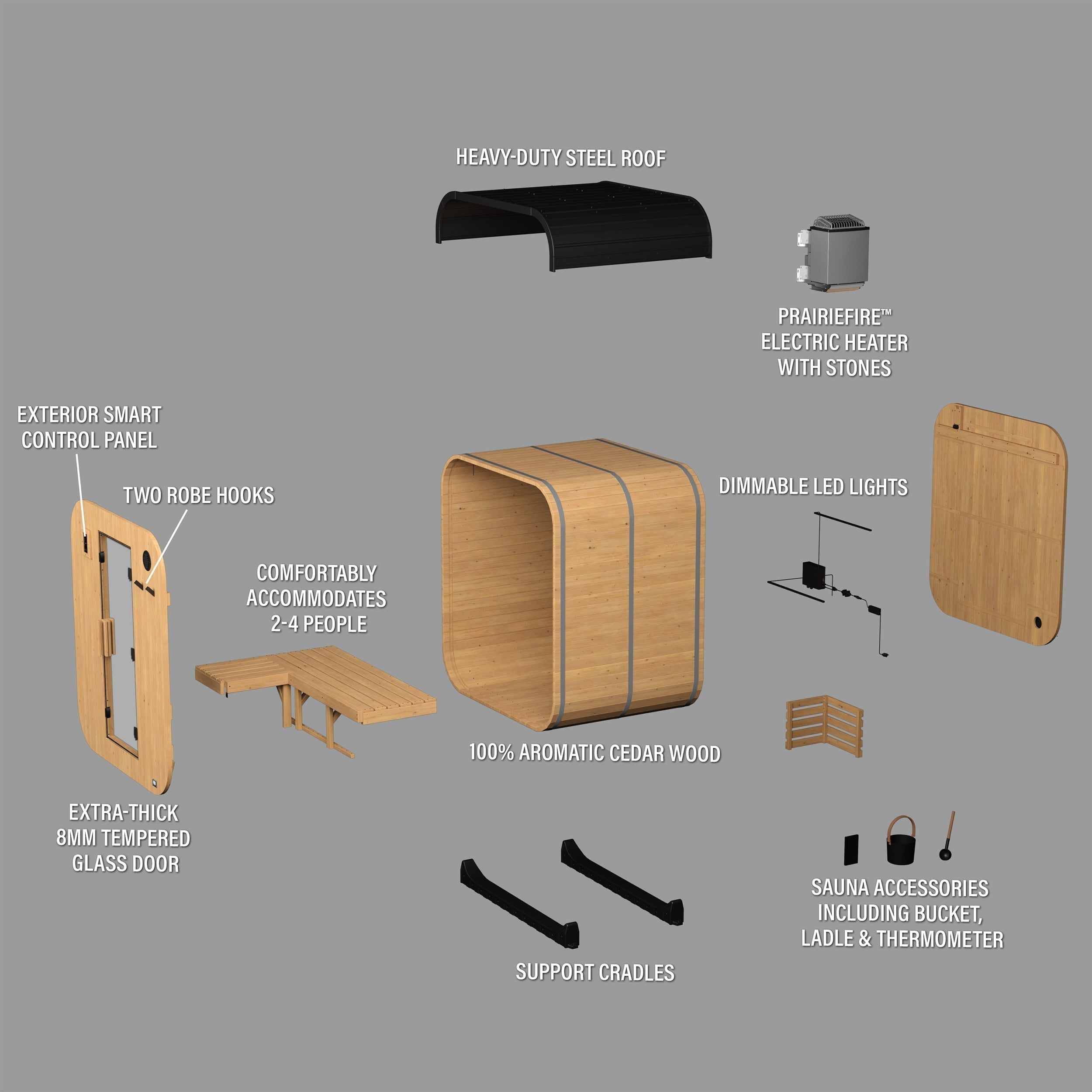 Backyard Discovery Lennon Outdoor Cube Sauna for 2-4 People