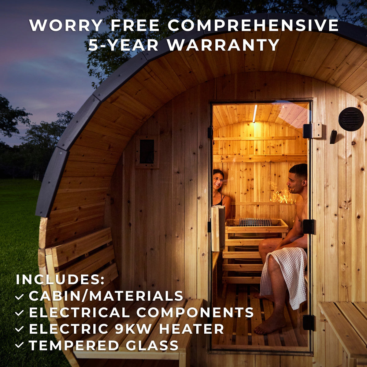 Backyard Discovery Paxton Outdoor Barrel Sauna with Porch