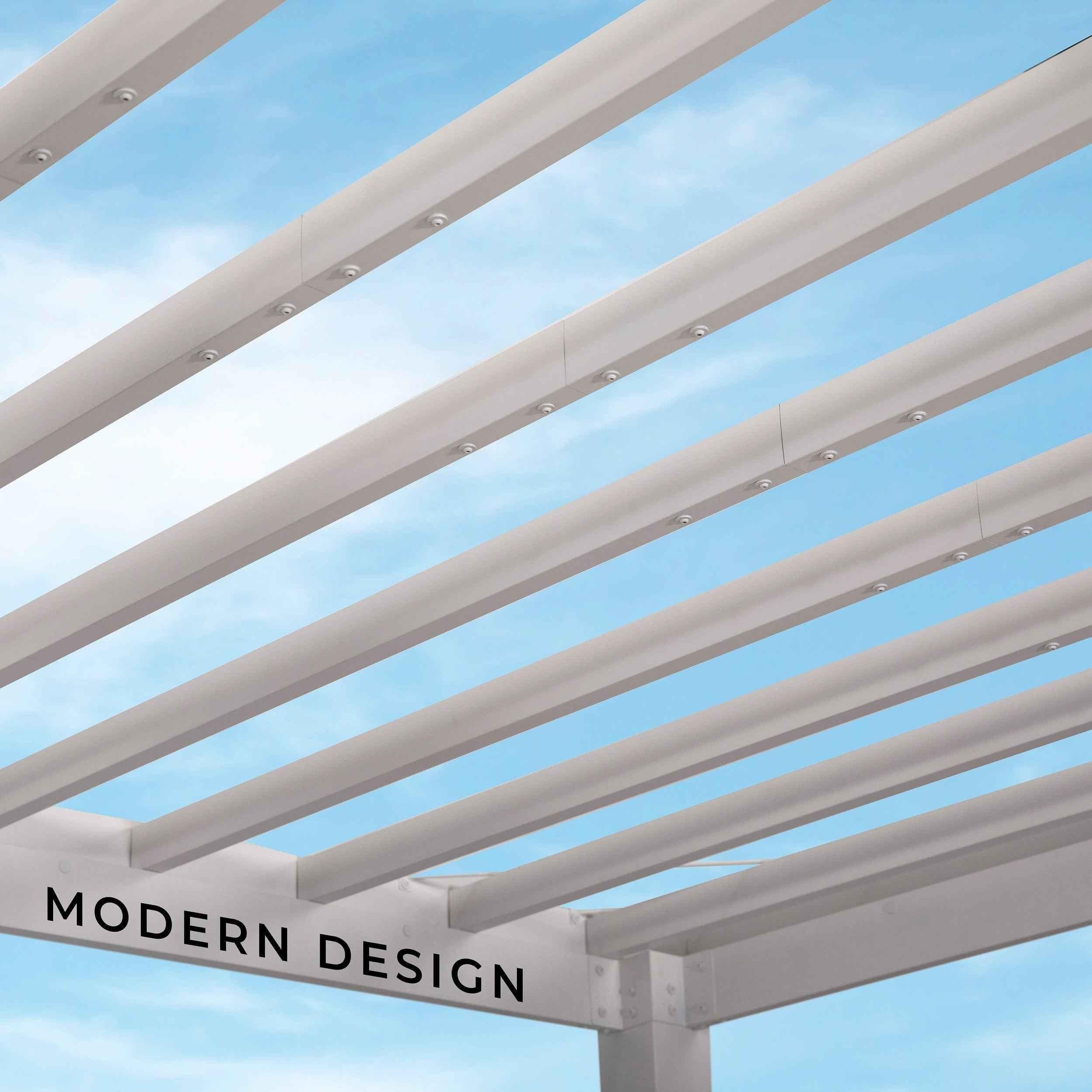 Backyard Discovery 14x10 Windham Modern Steel Pergola With Sail Shade Soft Canopy.