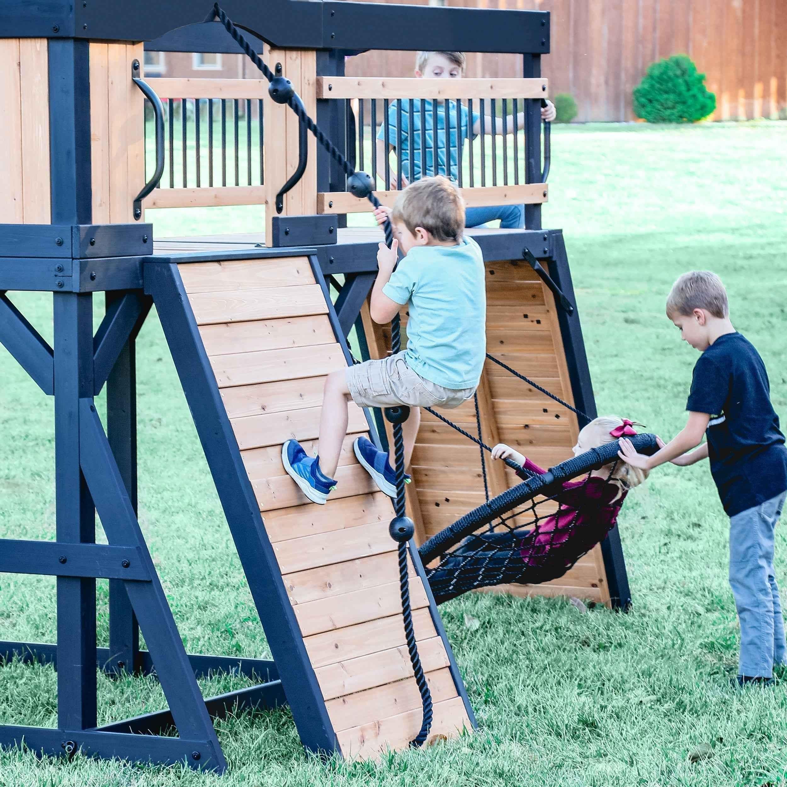 Backyard Discovery Timber Crossing Swing Set.