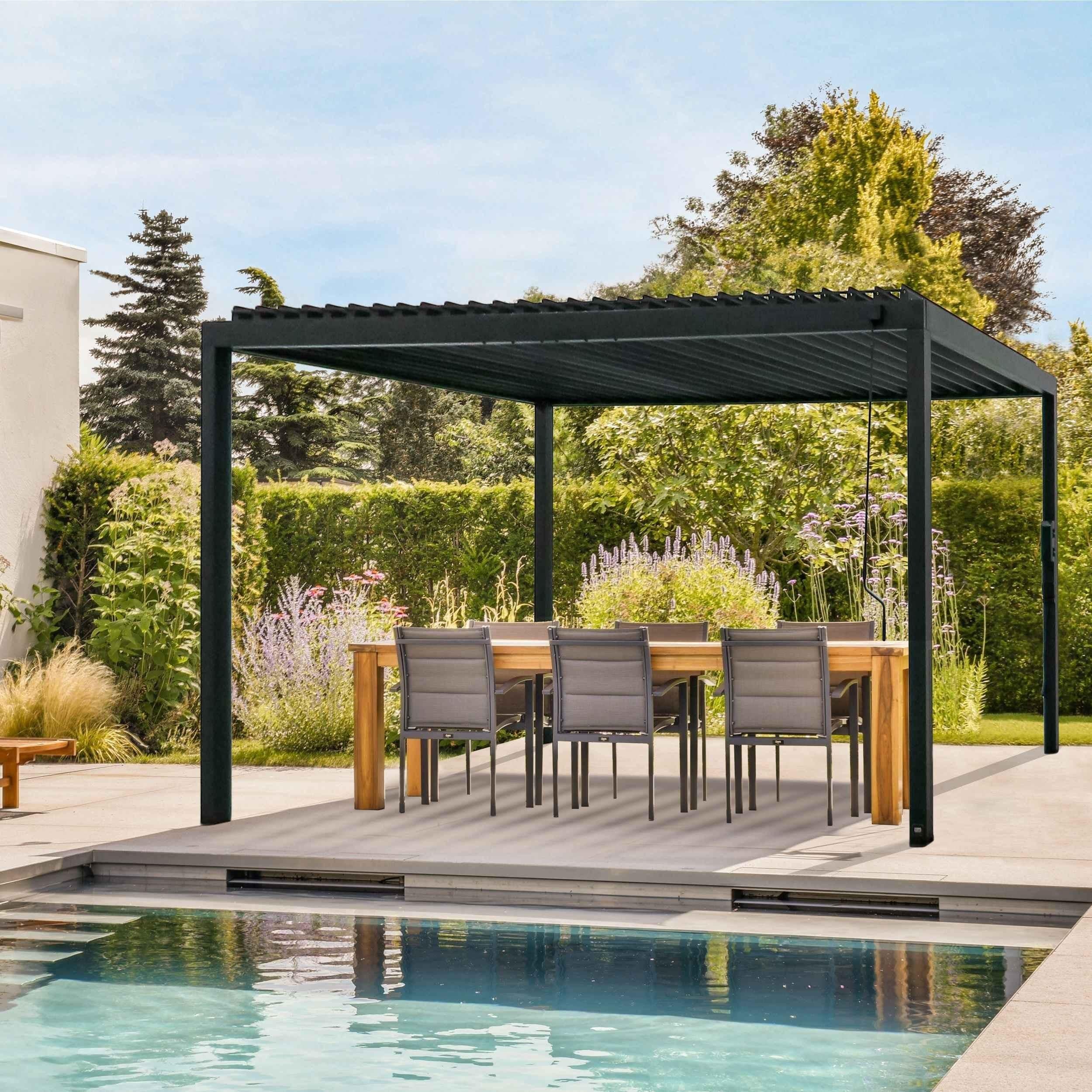 Backyard Discovery 16x10 Sarasota Steel Louvered Pergola.