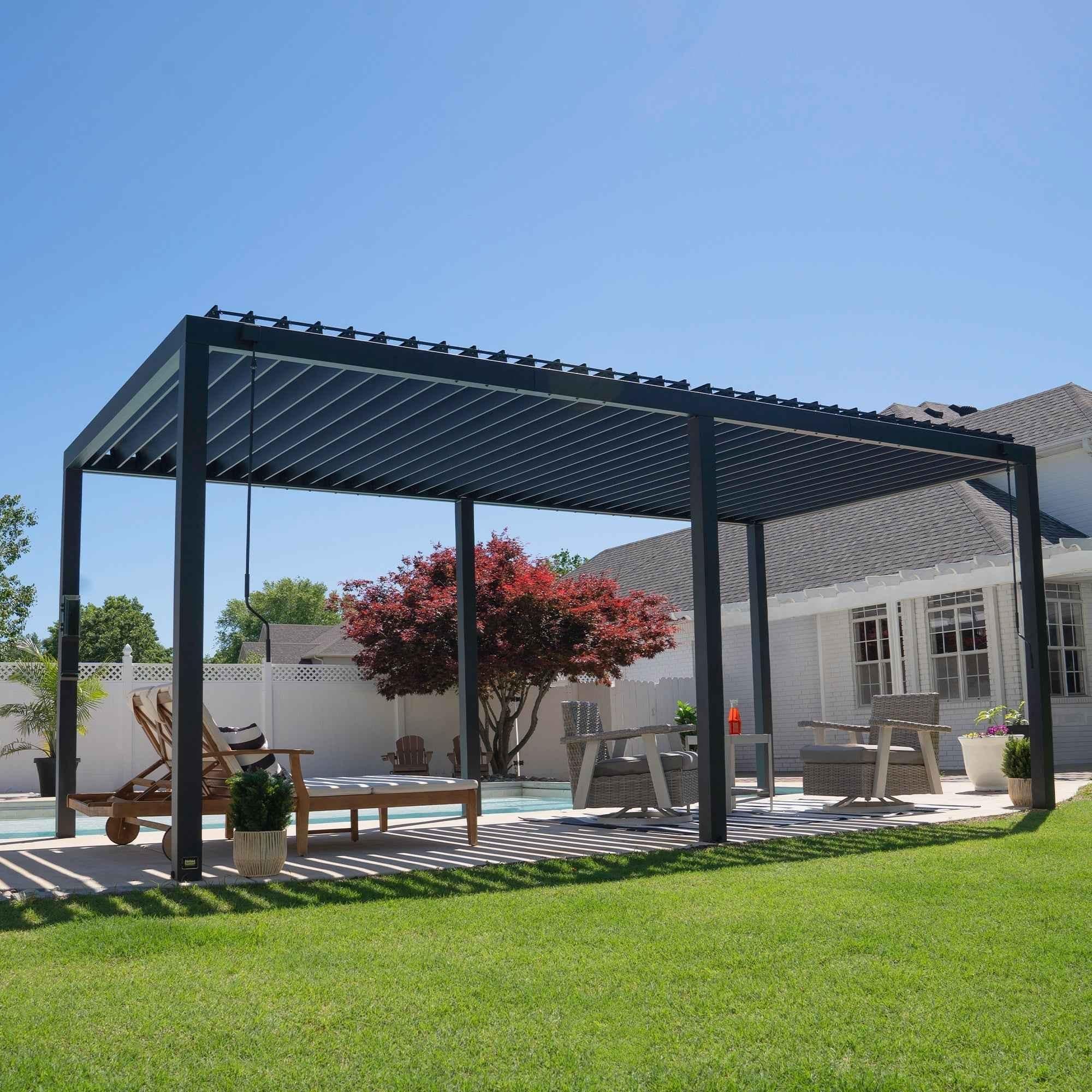 Backyard Discovery 20x10 Sarasota Steel Louvered Pergola.