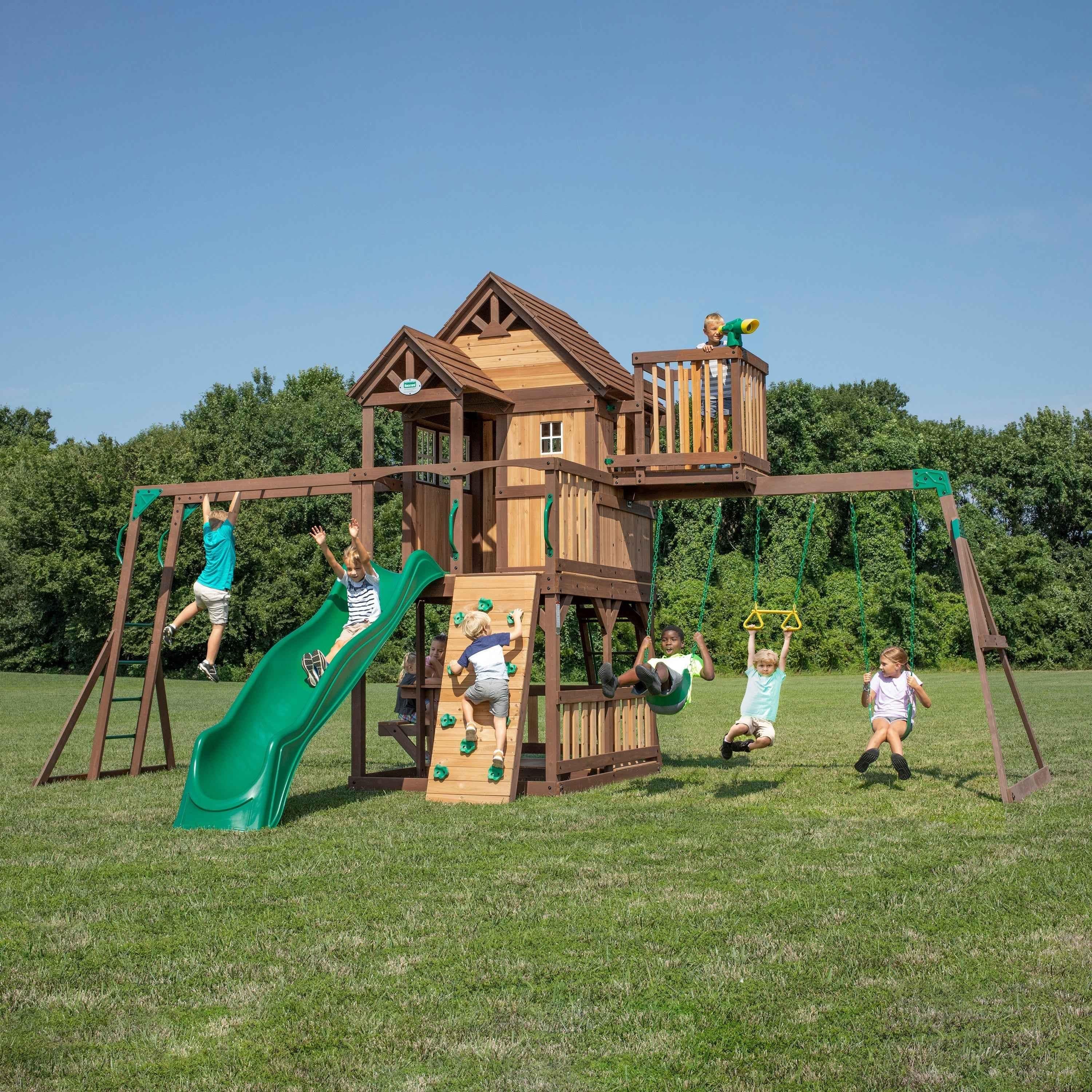 Backyard Discovery Skyfort II with Wave Slide.