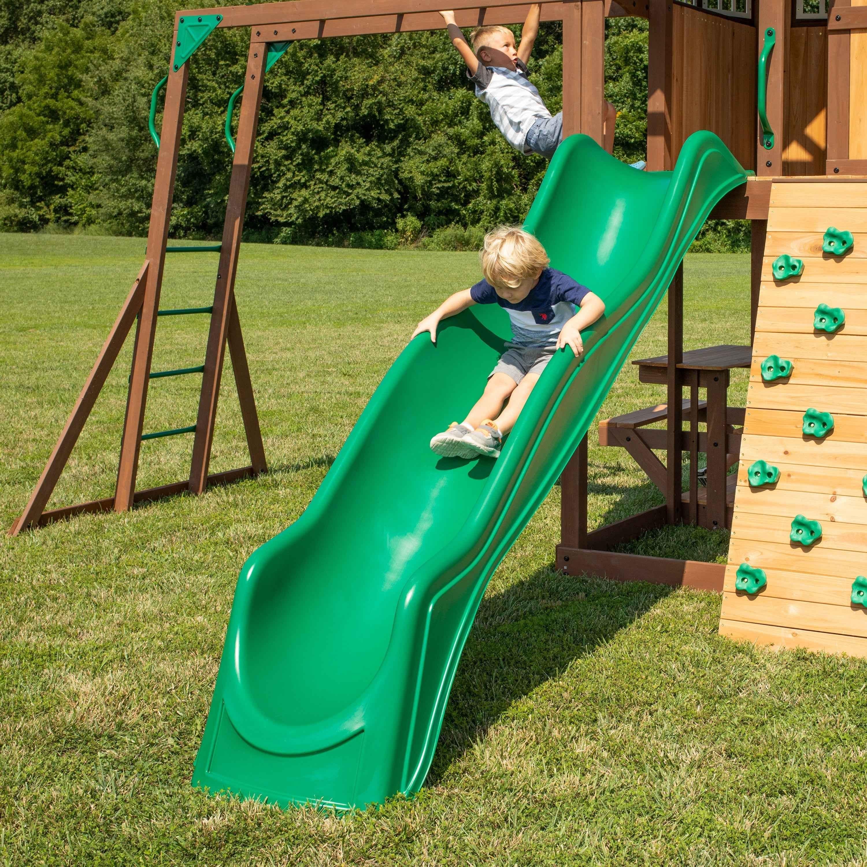 Backyard Discovery Skyfort II with Wave Slide.