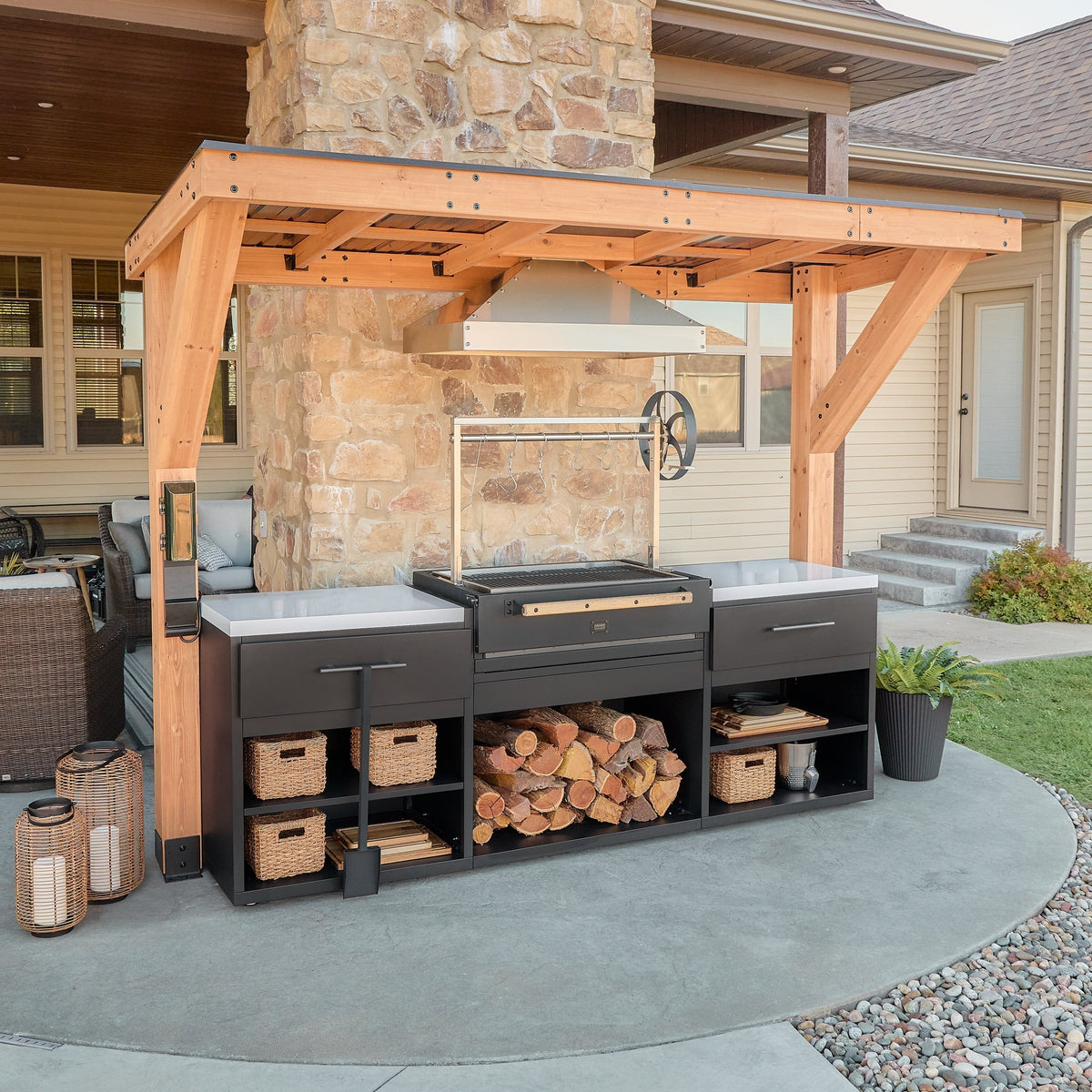 Backyard Discovery Timber Rock Outdoor Argentine Grill Cook Station