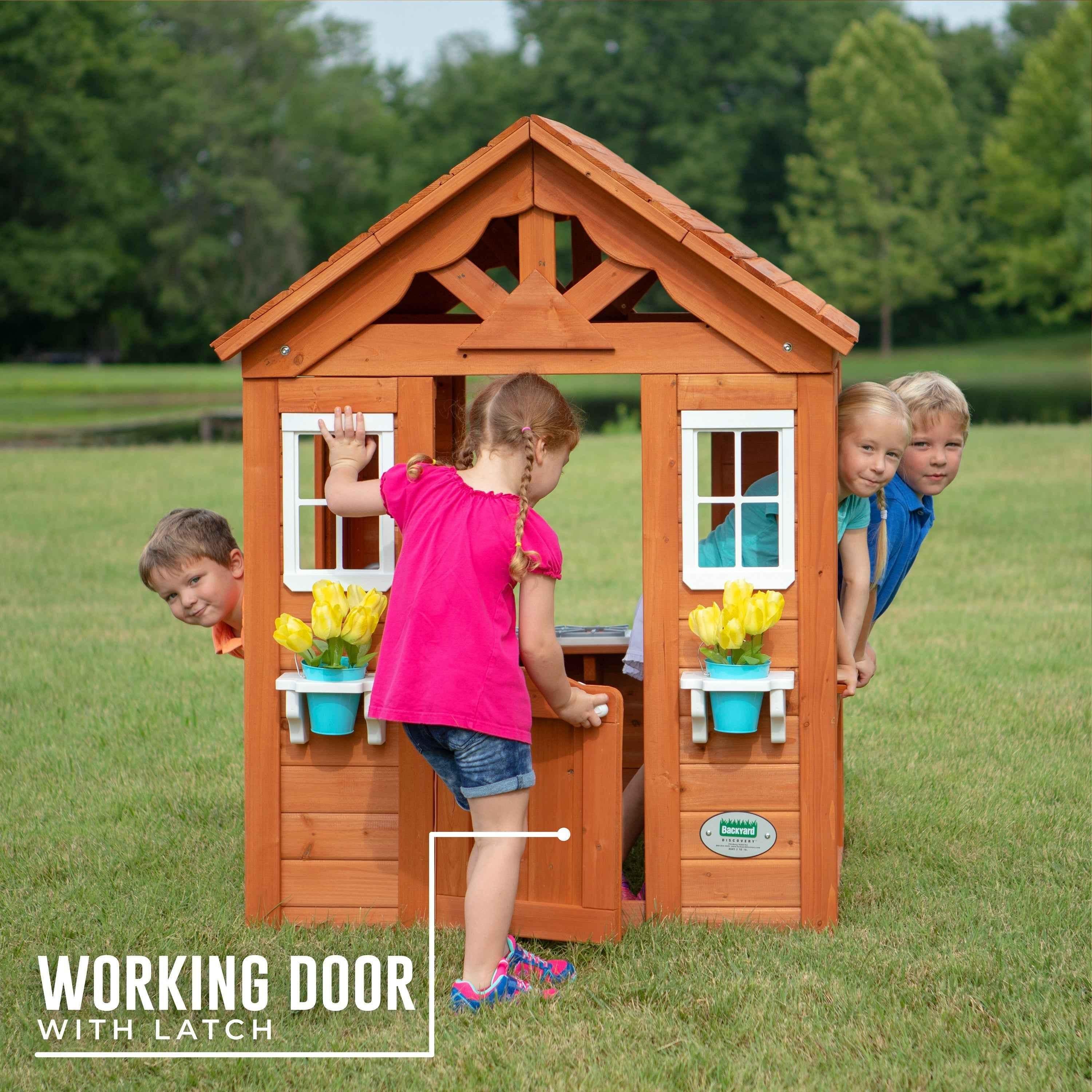 Backyard Discovery Timberlake Playhouse.
