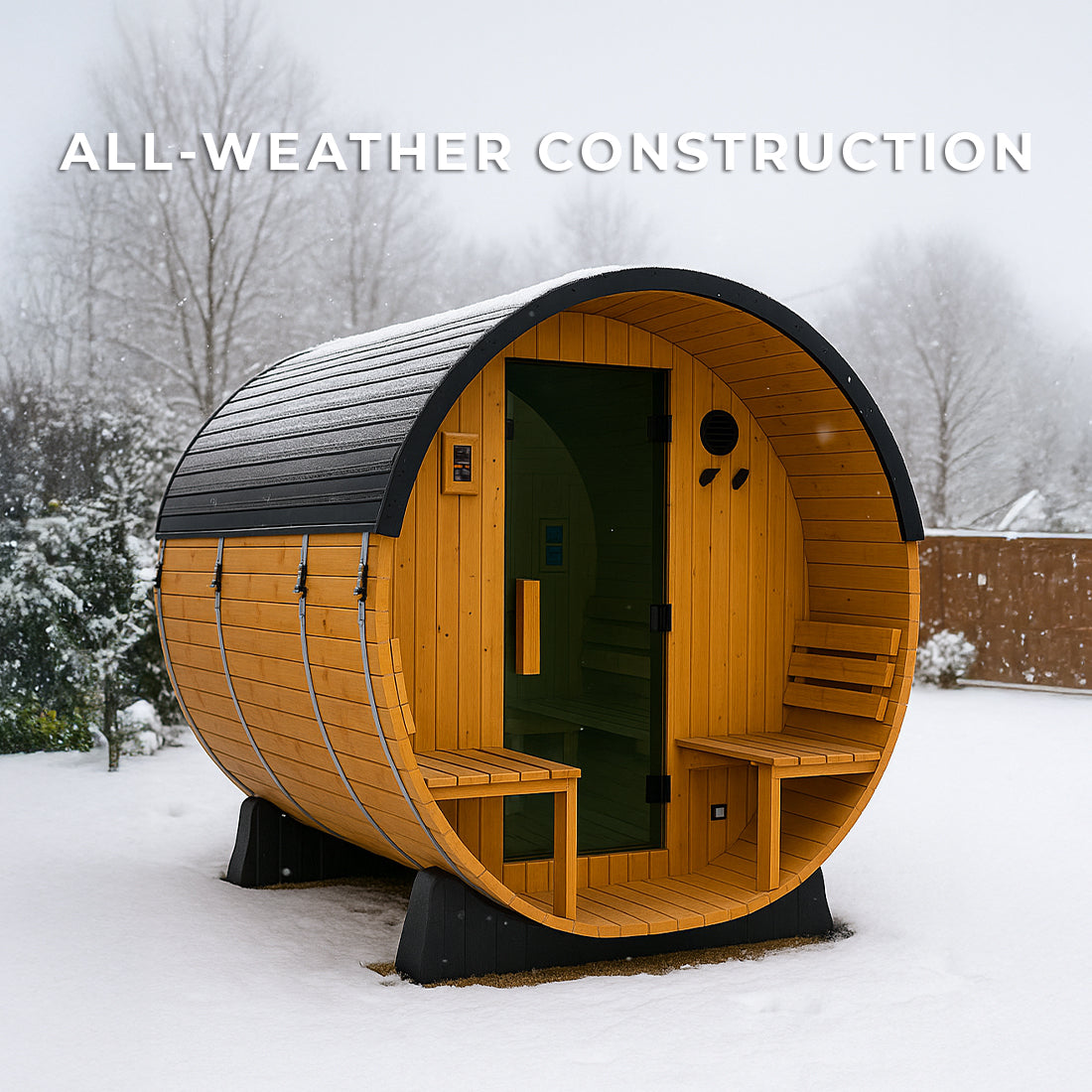 Paxton Outdoor Barrel Sauna with Porch for 4-6 People