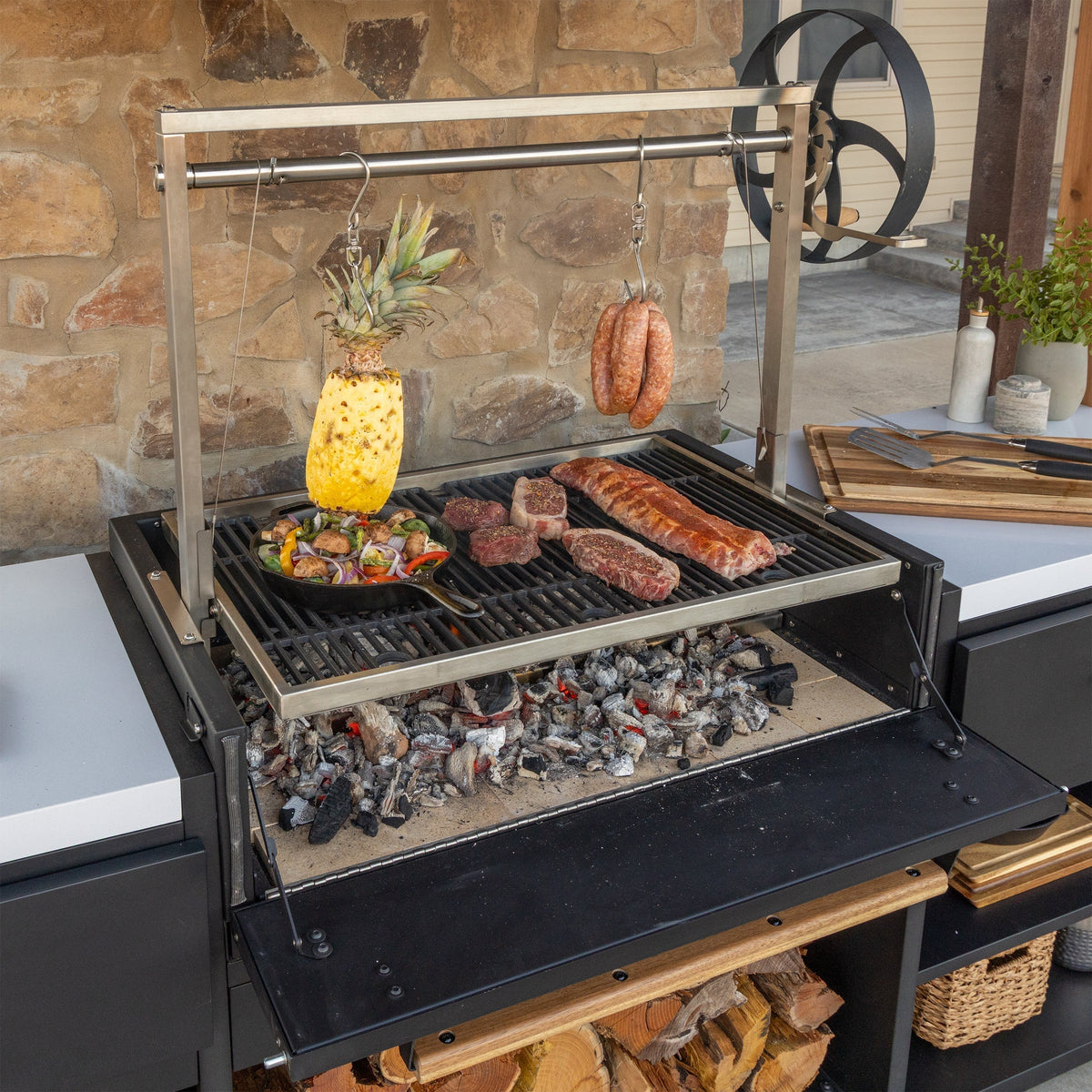 Backyard Discovery Timber Rock Outdoor Argentine Grill Cook Station