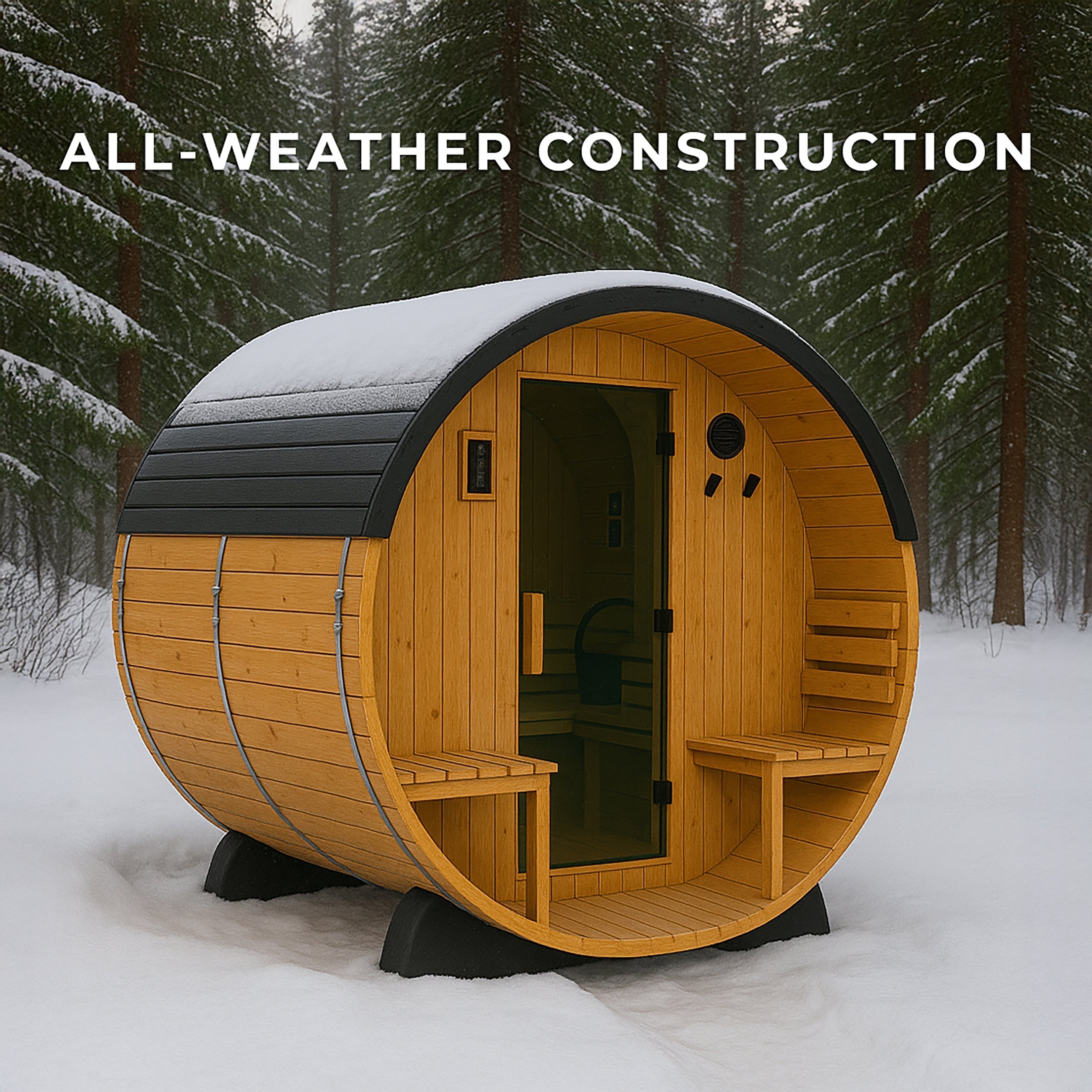 Backyard Discovery Paxton Outdoor Barrel Sauna with Porch