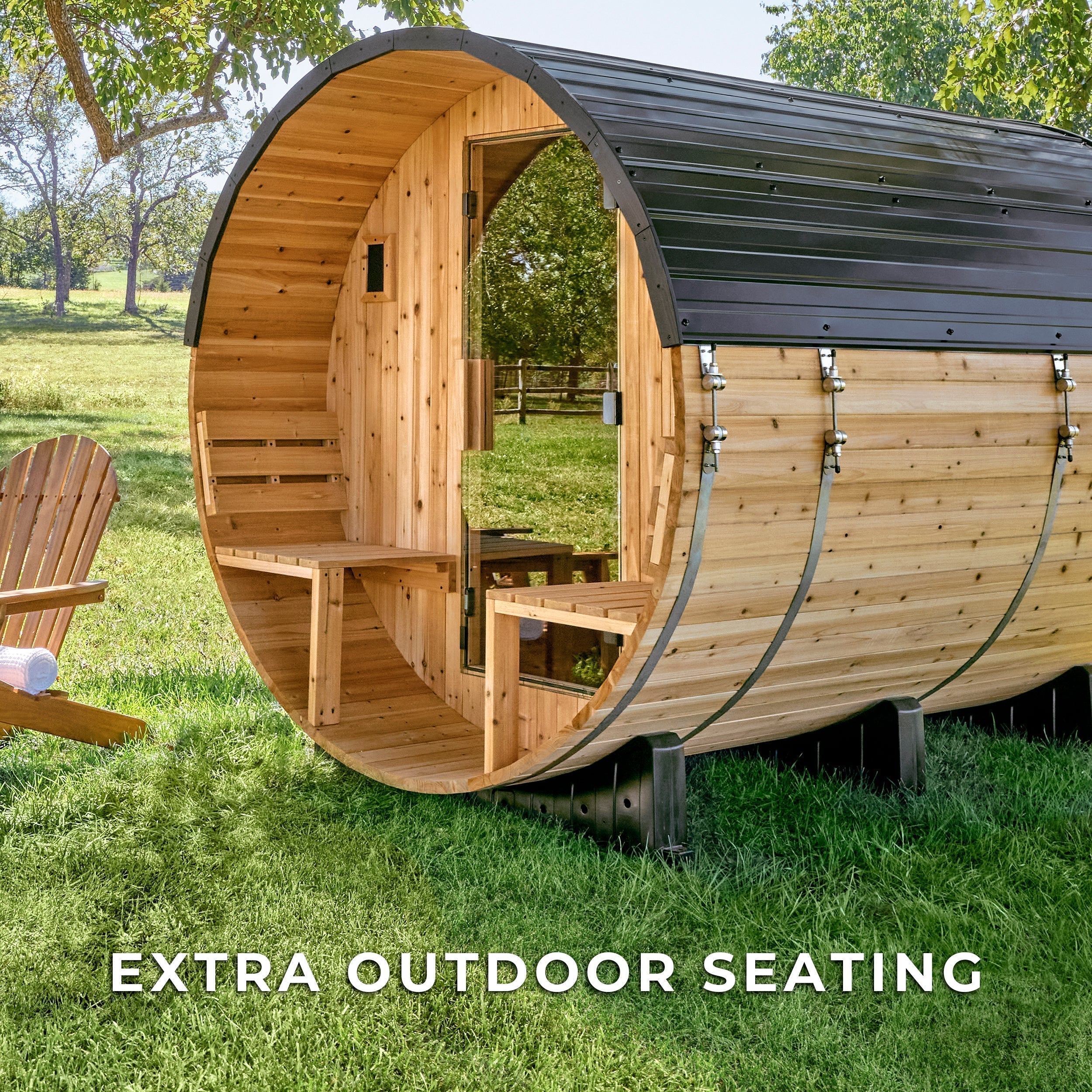 Paxton Outdoor Barrel Sauna with Porch for 4-6 People
