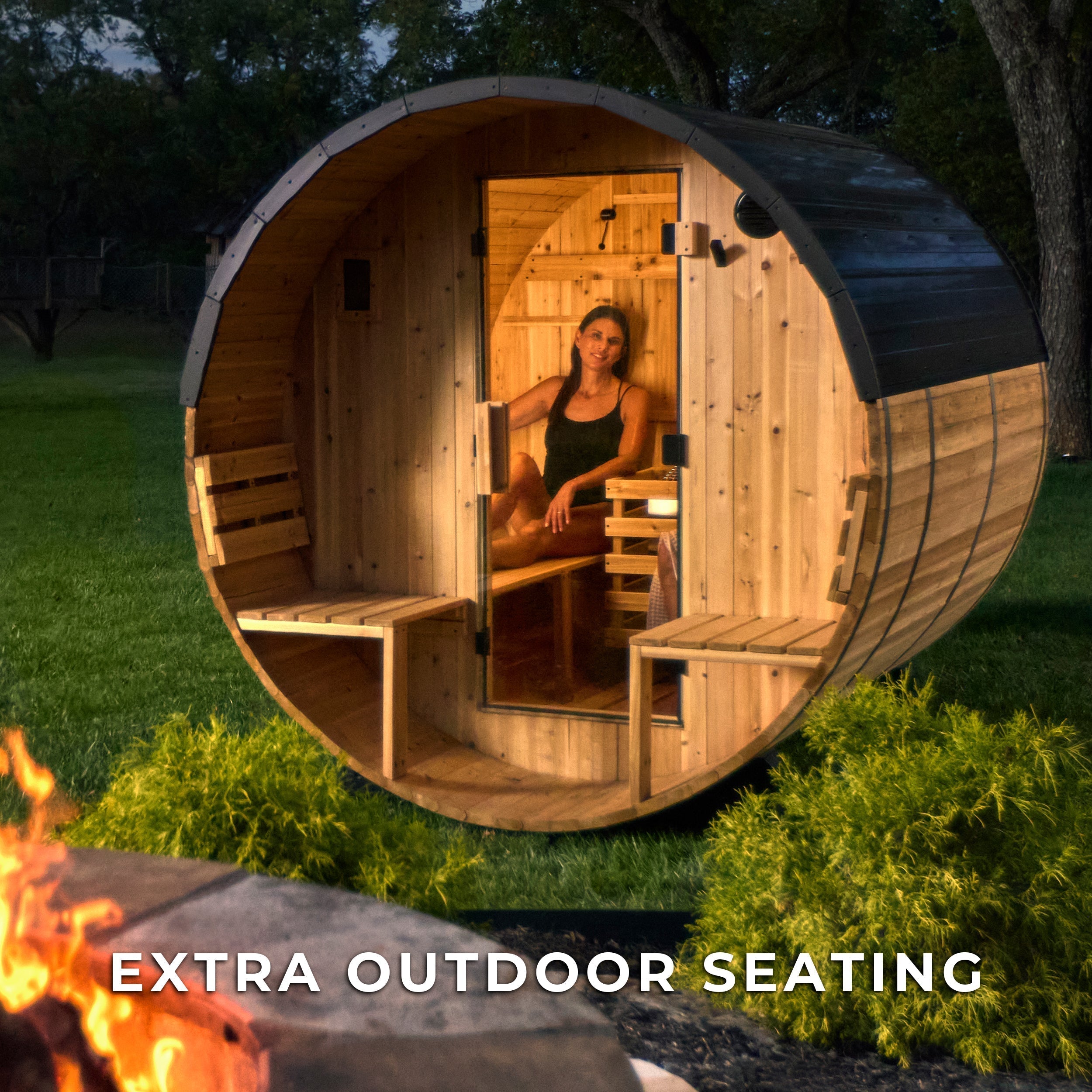 Backyard Discovery Paxton Outdoor Barrel Sauna with Porch