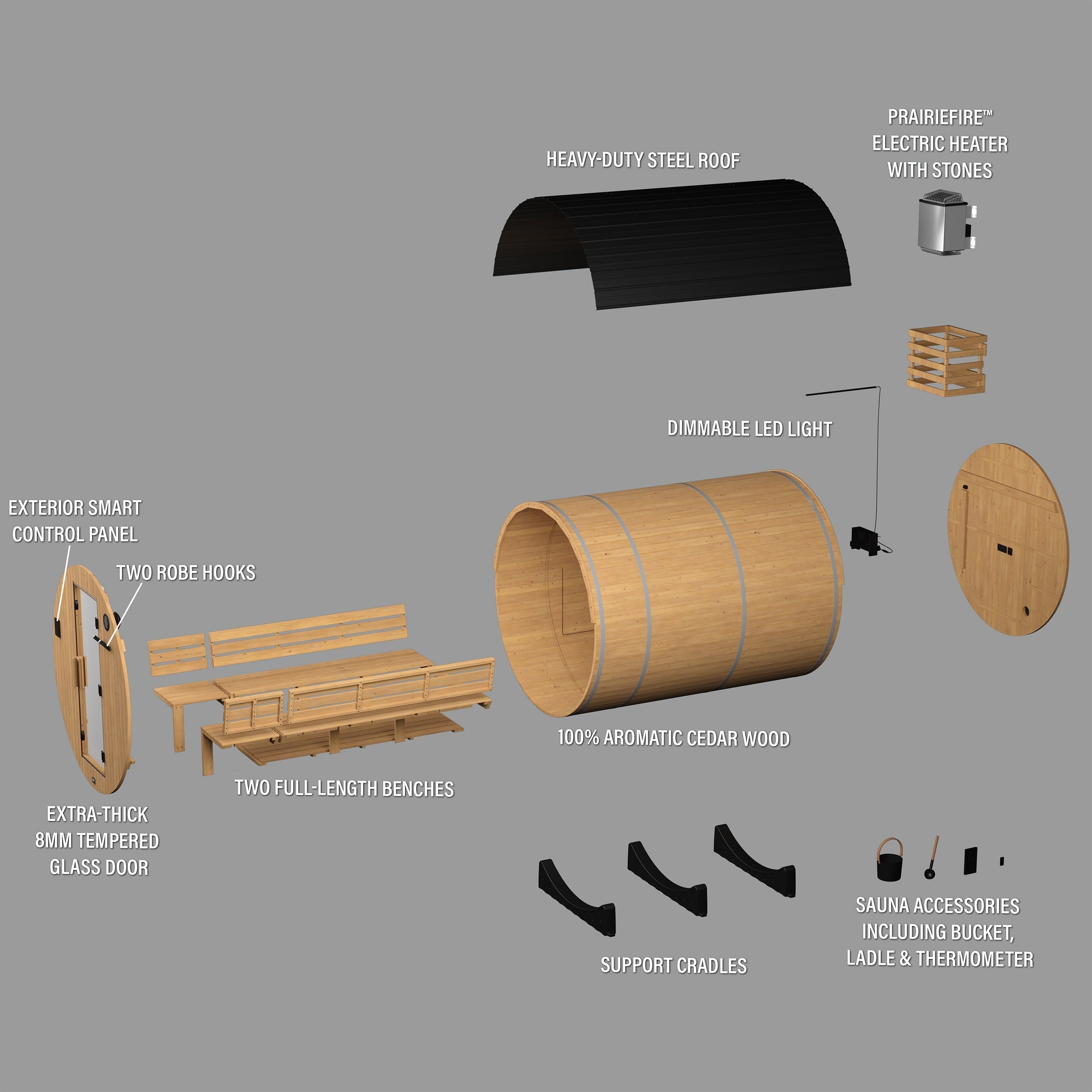 Paxton Outdoor Barrel Sauna with Porch for 4-6 People