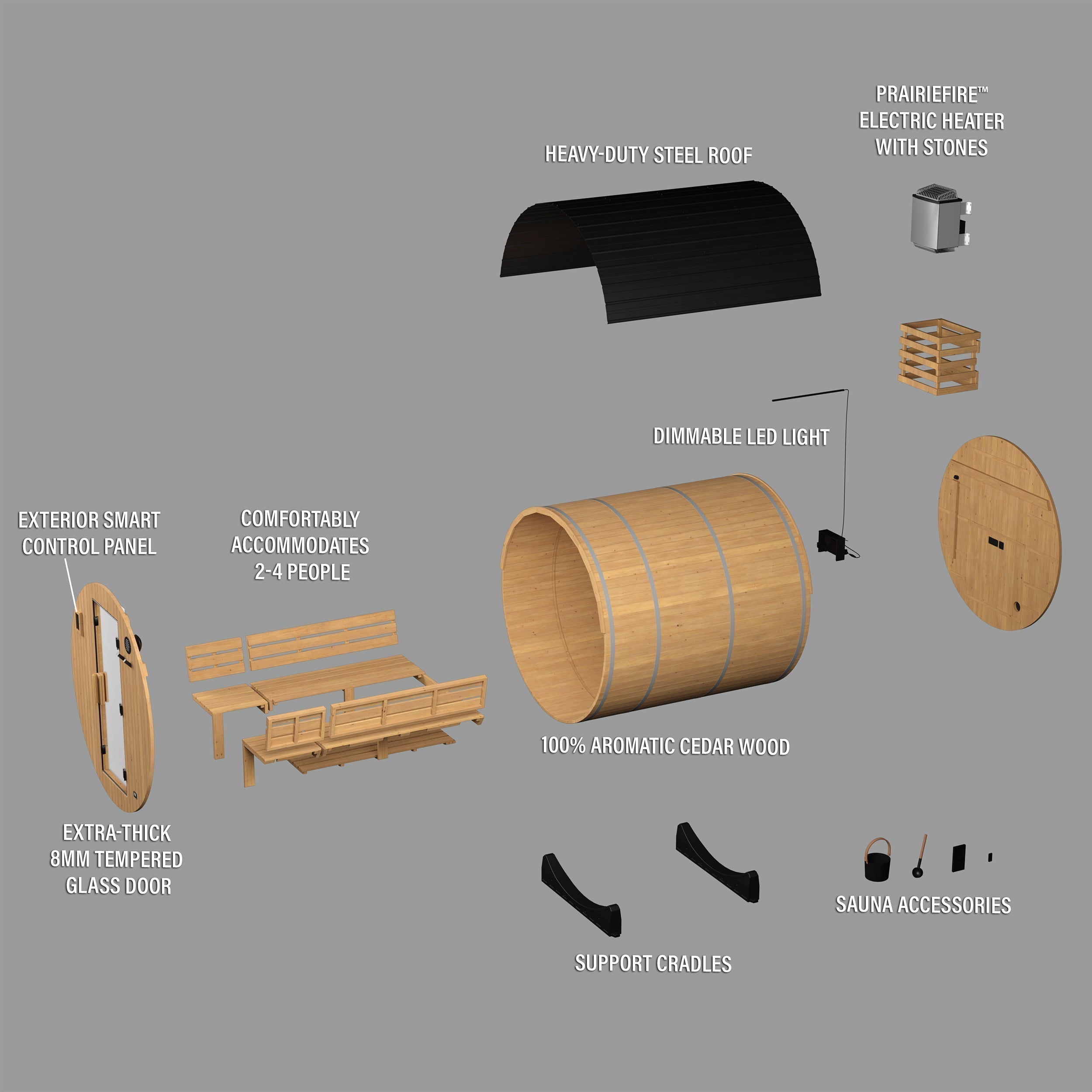 Backyard Discovery Paxton Outdoor Barrel Sauna with Porch