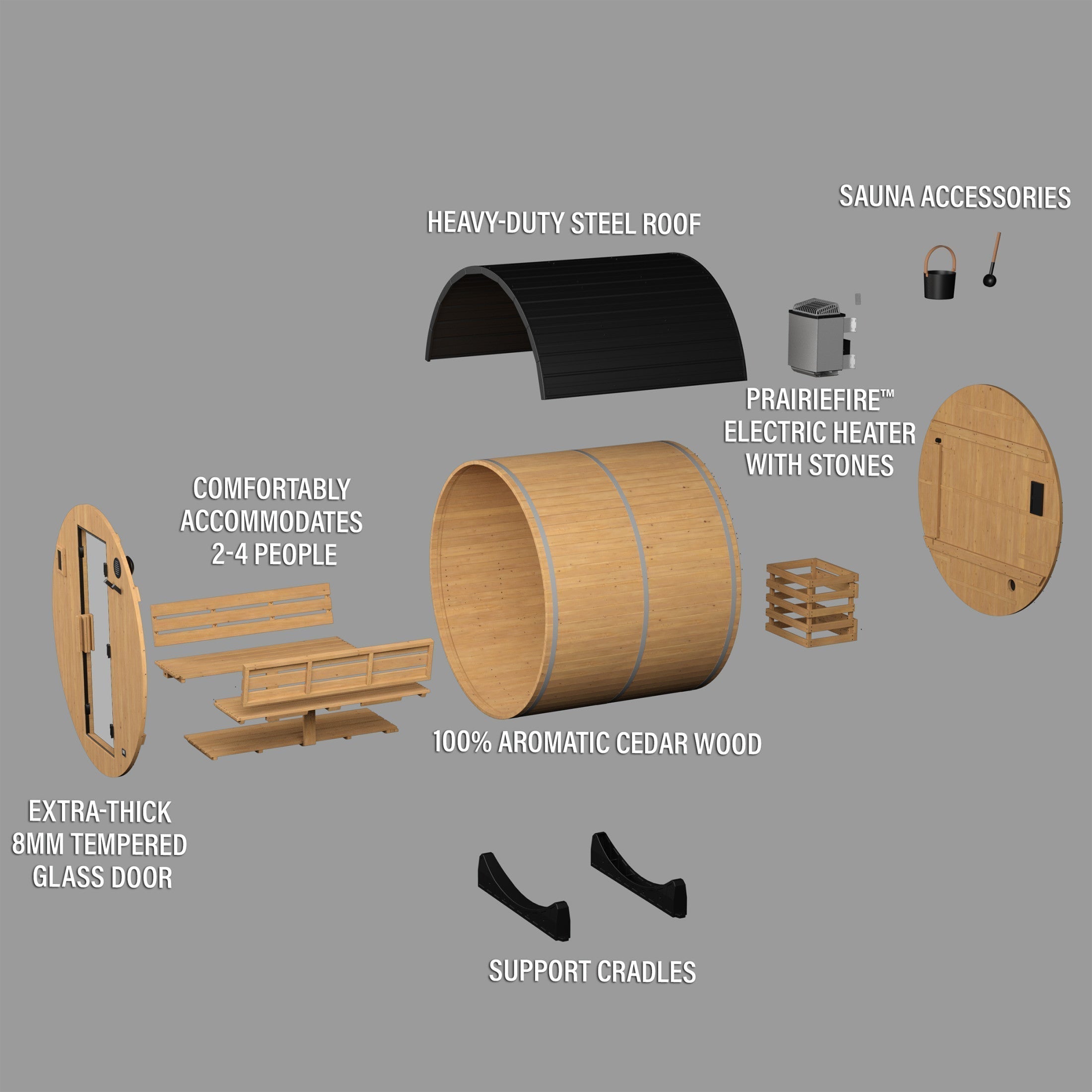 Backyard Discovery Paxton Outdoor Barrel Sauna for 2-4
