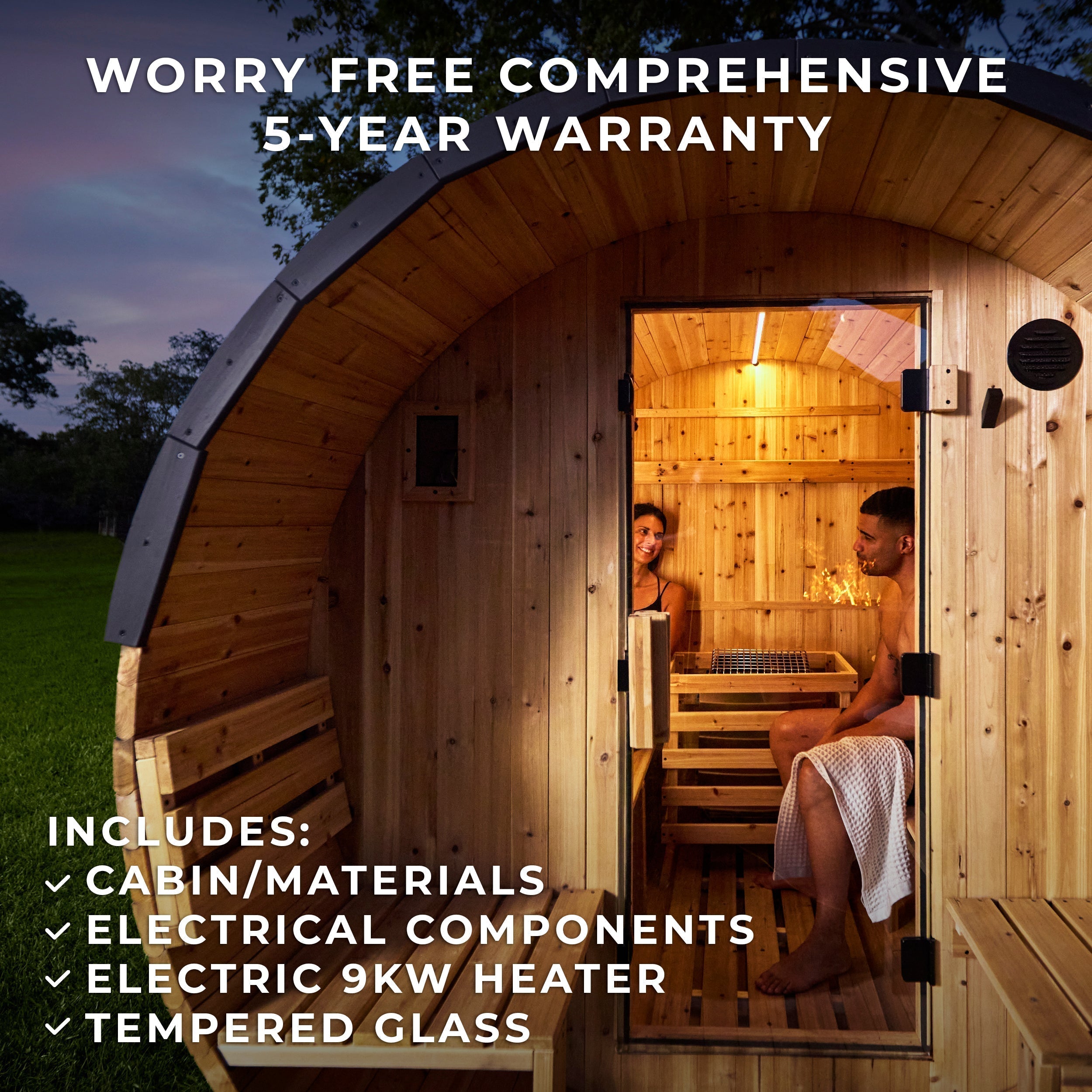 Backyard Discovery Paxton Outdoor Barrel Sauna with Porch